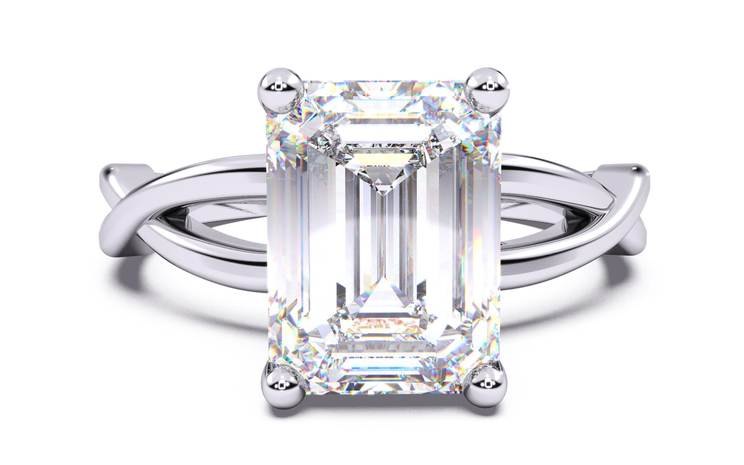 Emerald Diamond Solitaire Ring 3D print model 3D print model_20