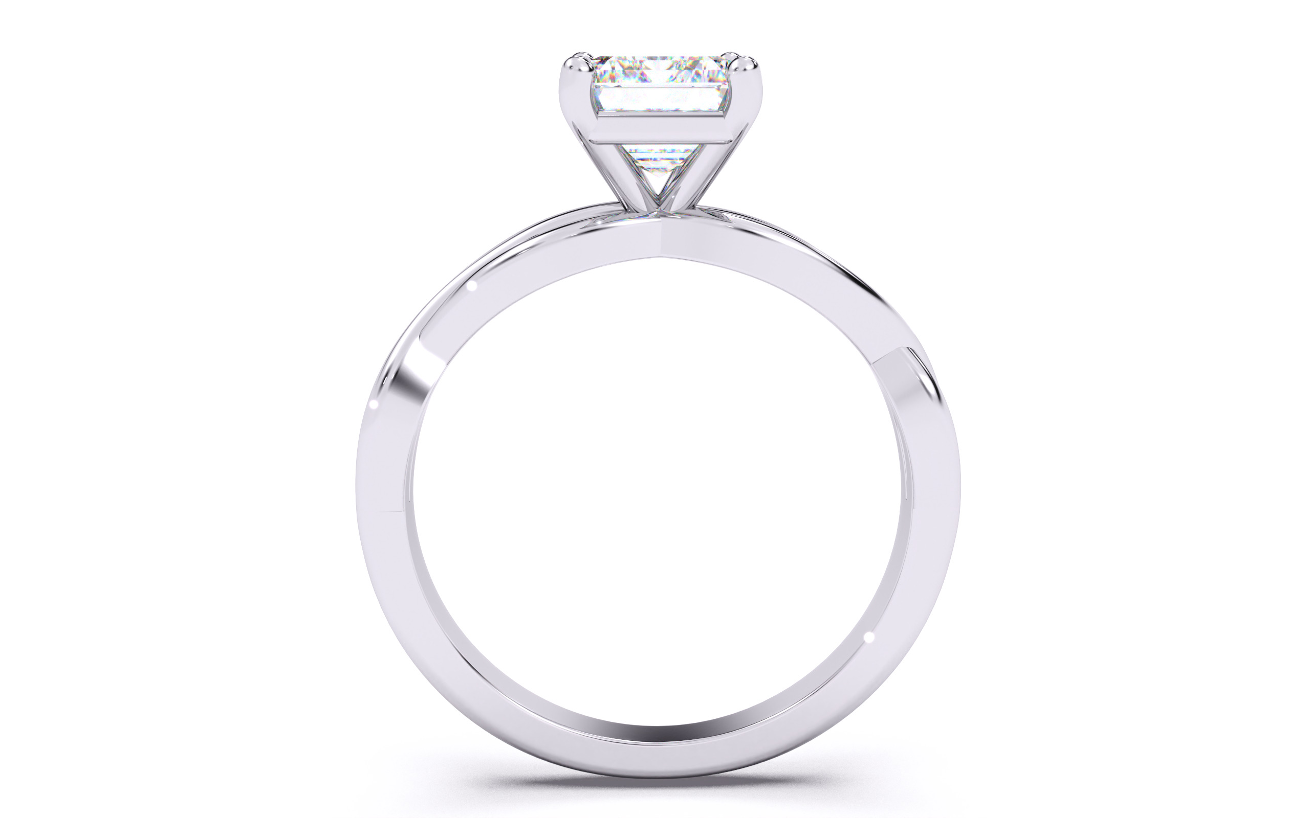 Emerald Diamond Solitaire Ring 3D print model 3D print model_24