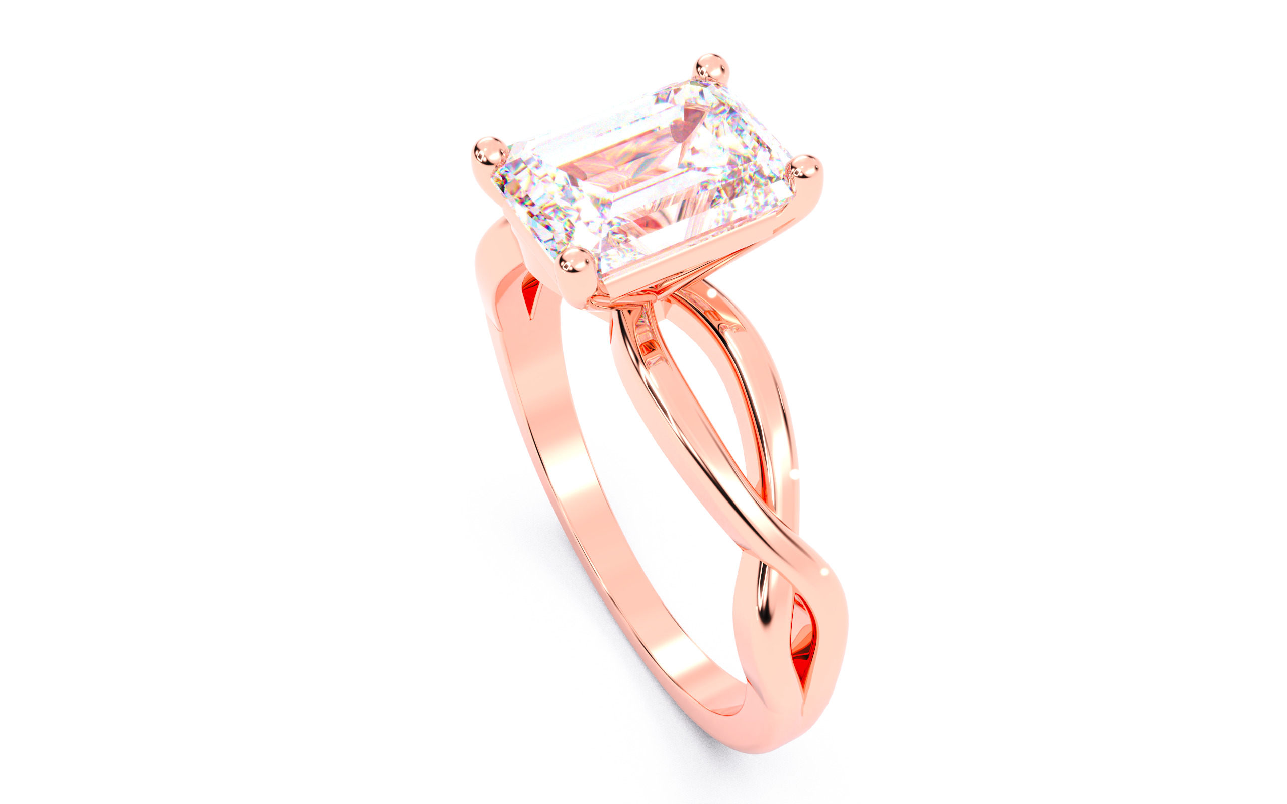 Emerald Diamond Solitaire Ring 3D print model 3D print model_11