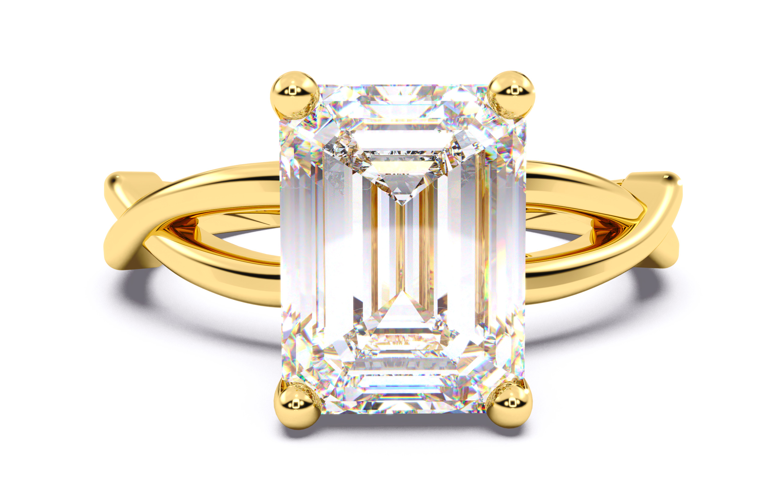 Emerald Diamond Solitaire Ring 3D print model 3D print model_2