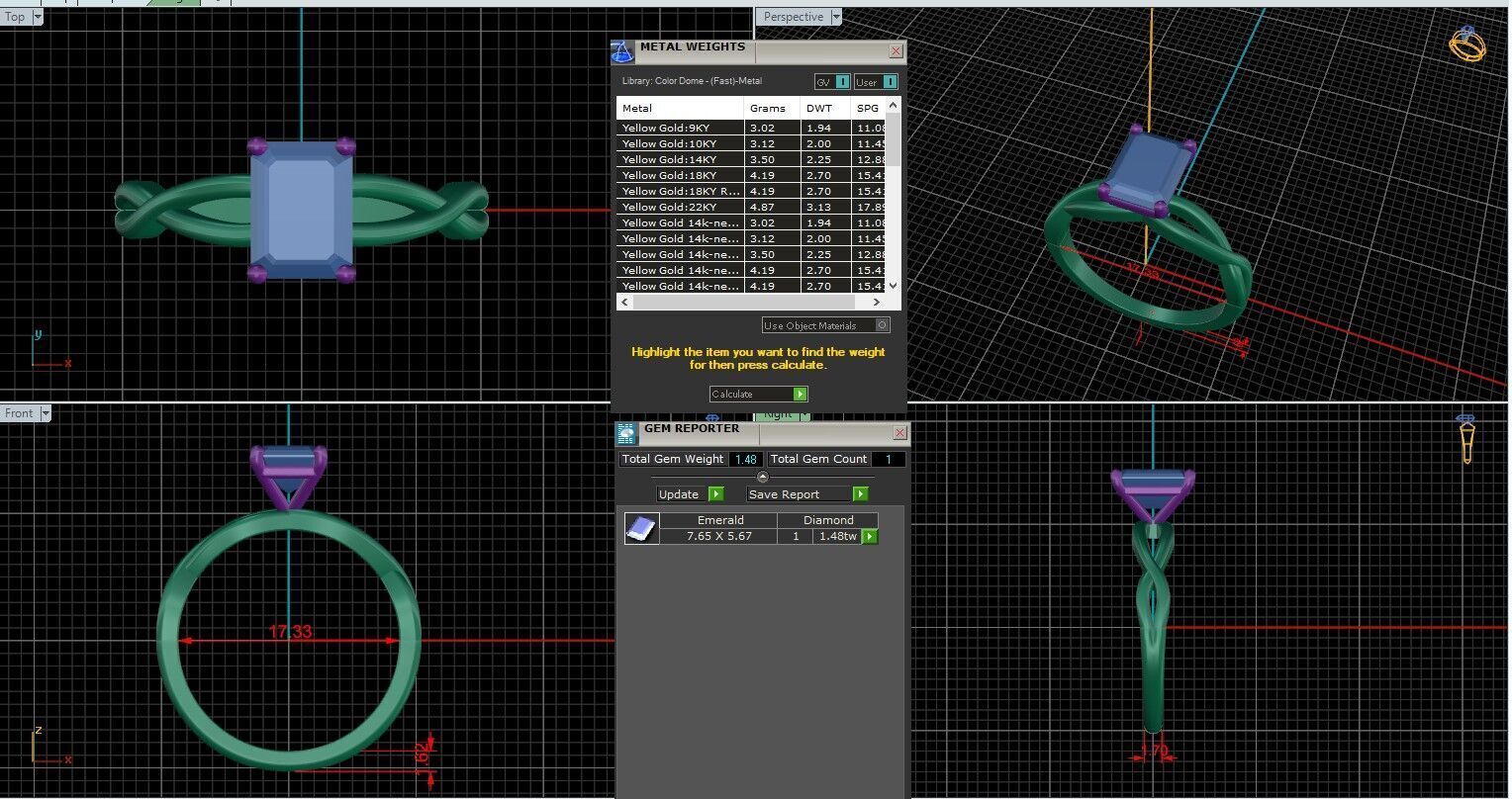 Emerald Diamond Solitaire Ring 3D print model 3D print model_25