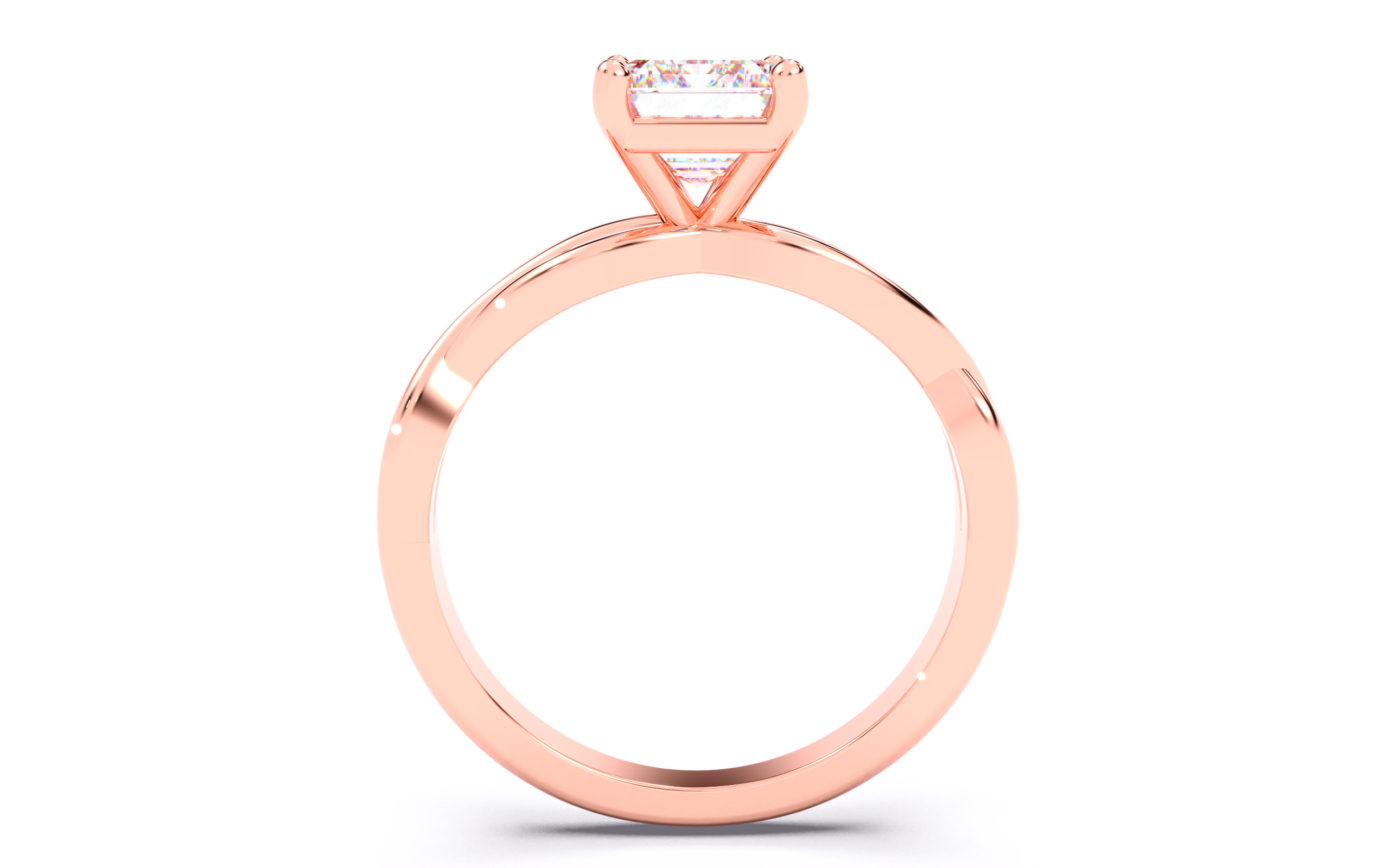 Emerald Diamond Solitaire Ring 3D print model 3D print model_22