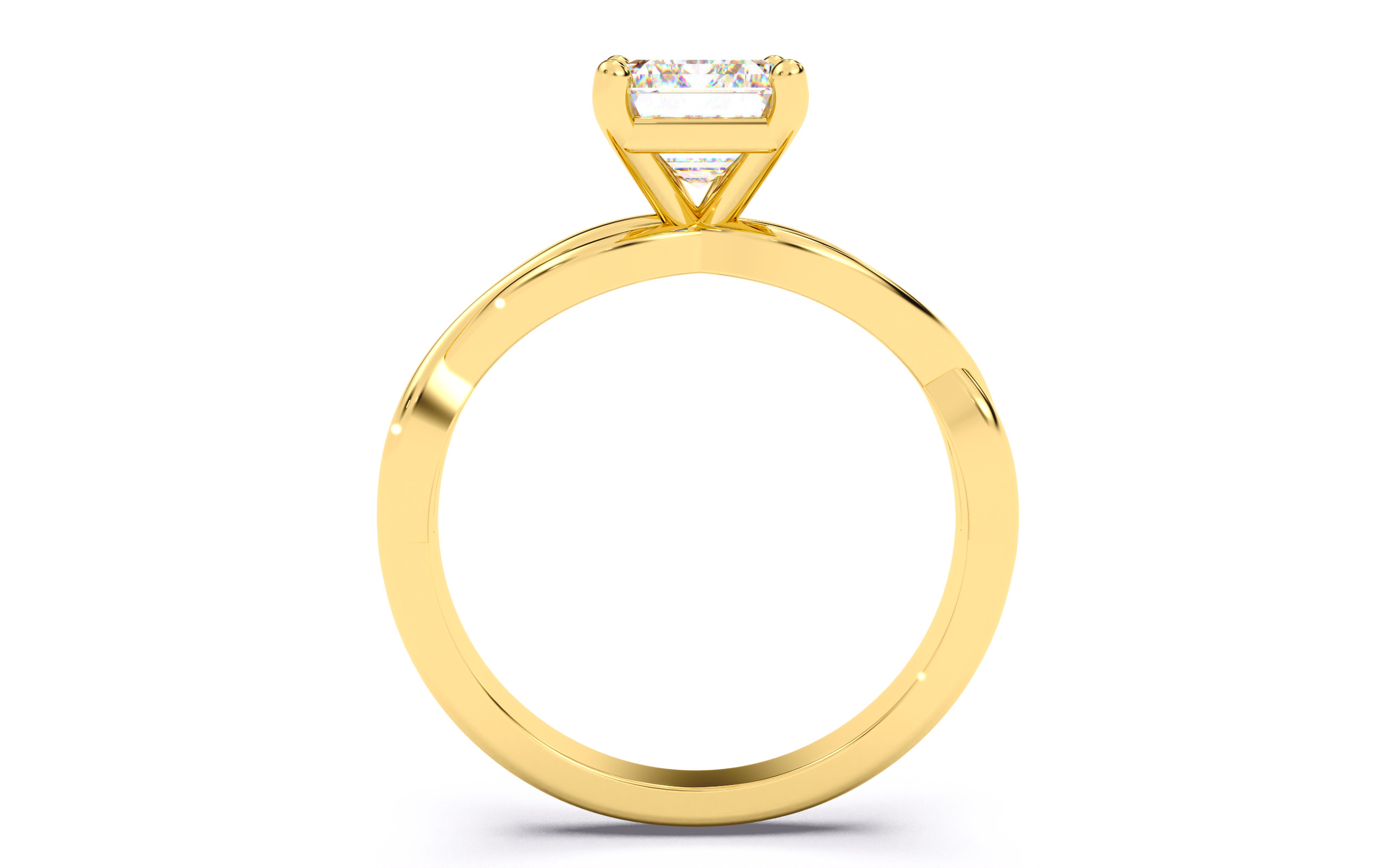 Emerald Diamond Solitaire Ring 3D print model 3D print model_4