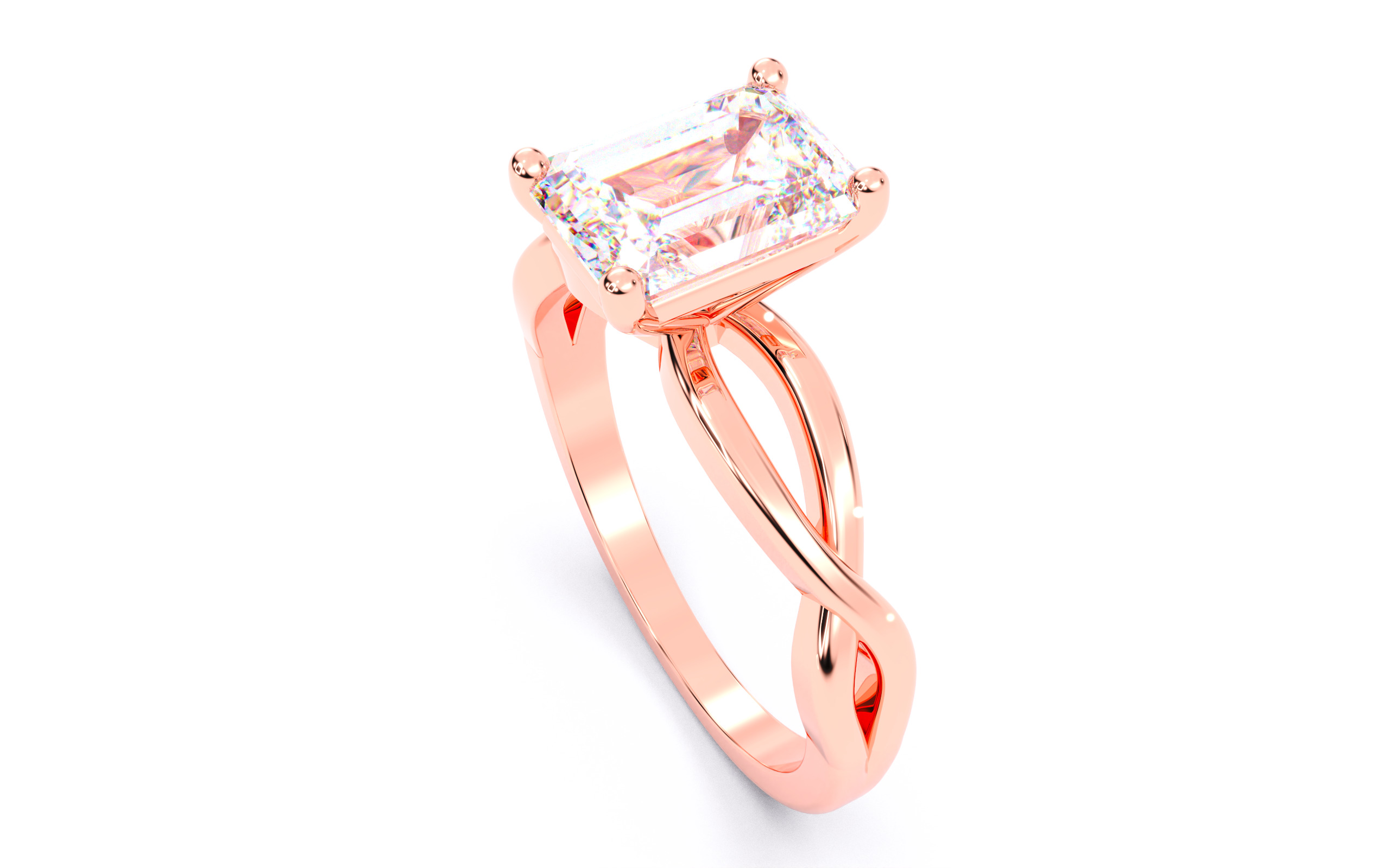 Emerald Diamond Solitaire Ring 3D print model 3D print model_10