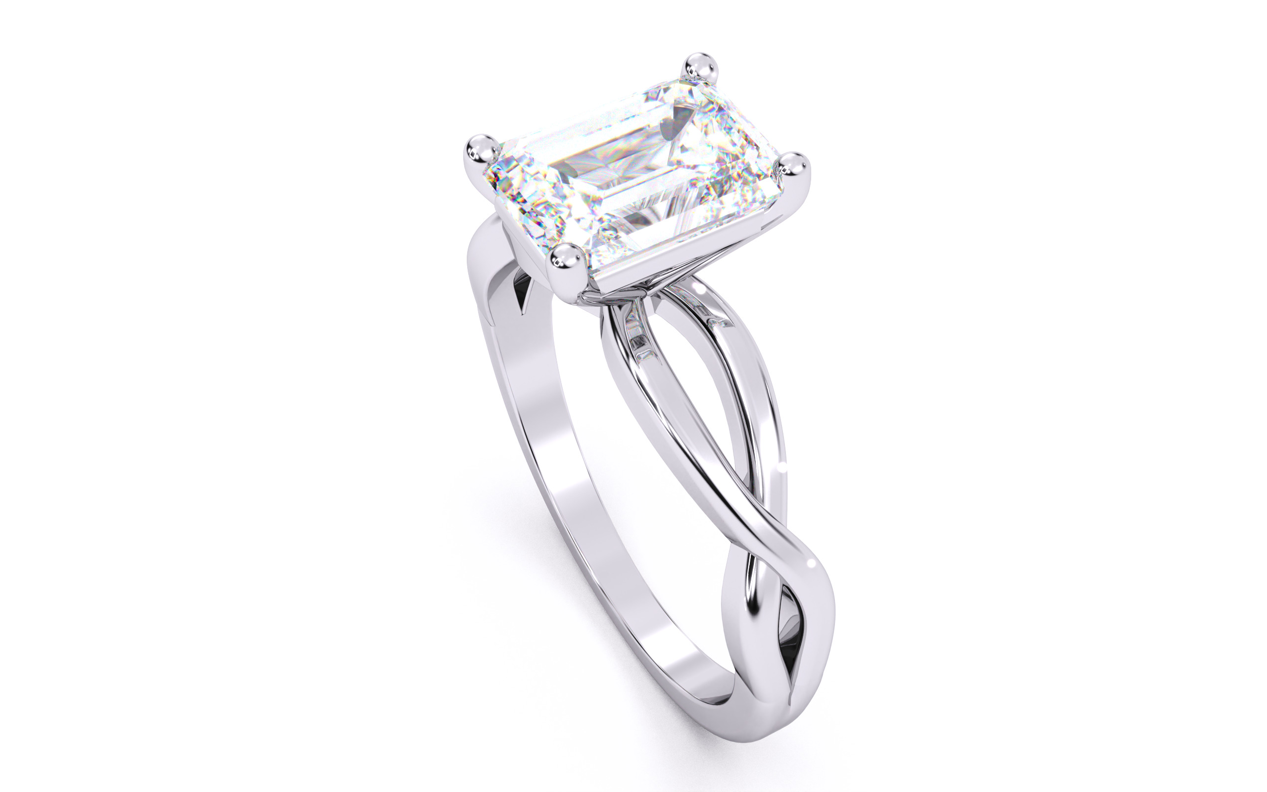 Emerald Diamond Solitaire Ring 3D print model 3D print model_8