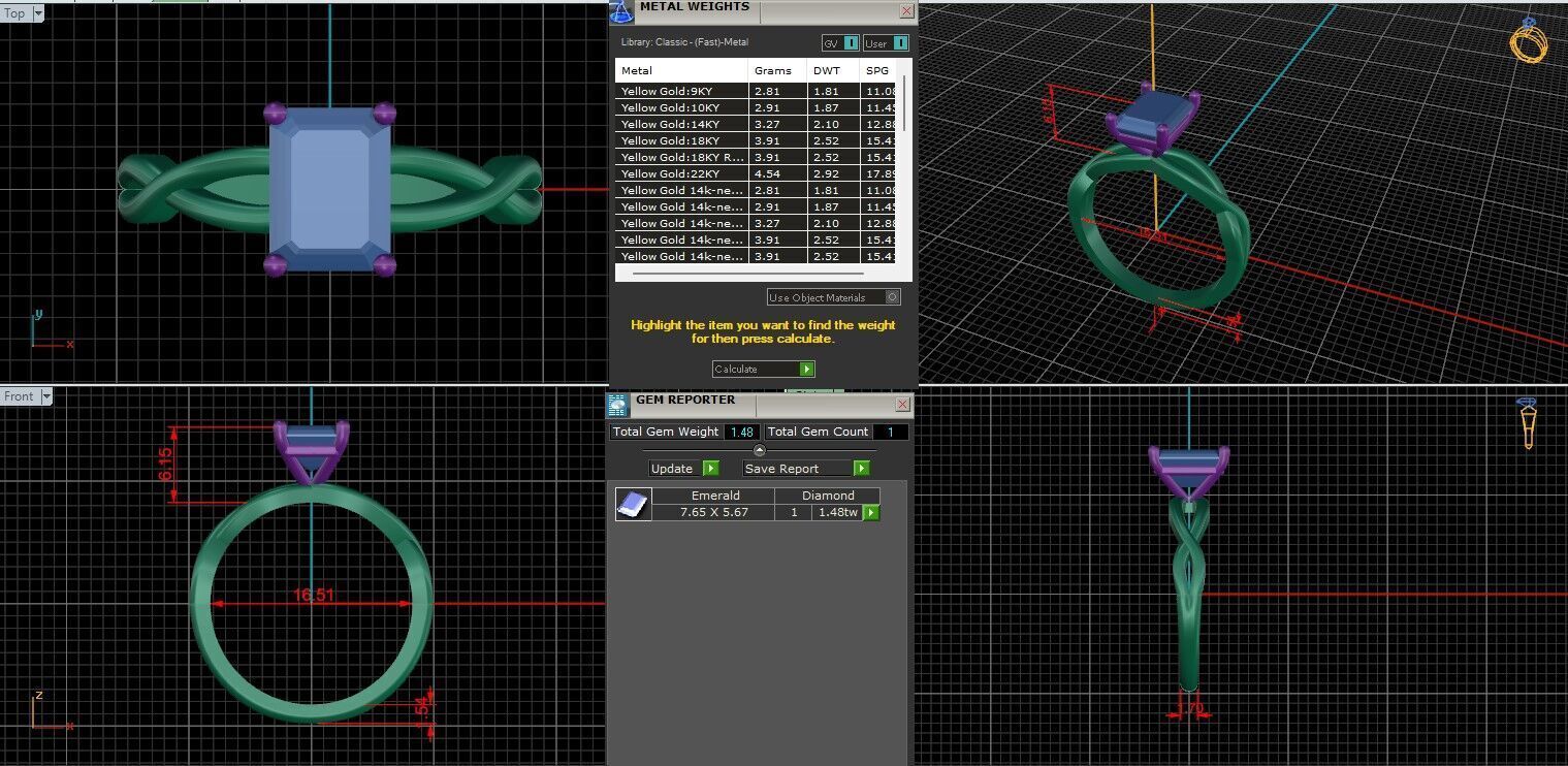 Emerald Diamond Solitaire Ring 3D print model 3D print model_1
