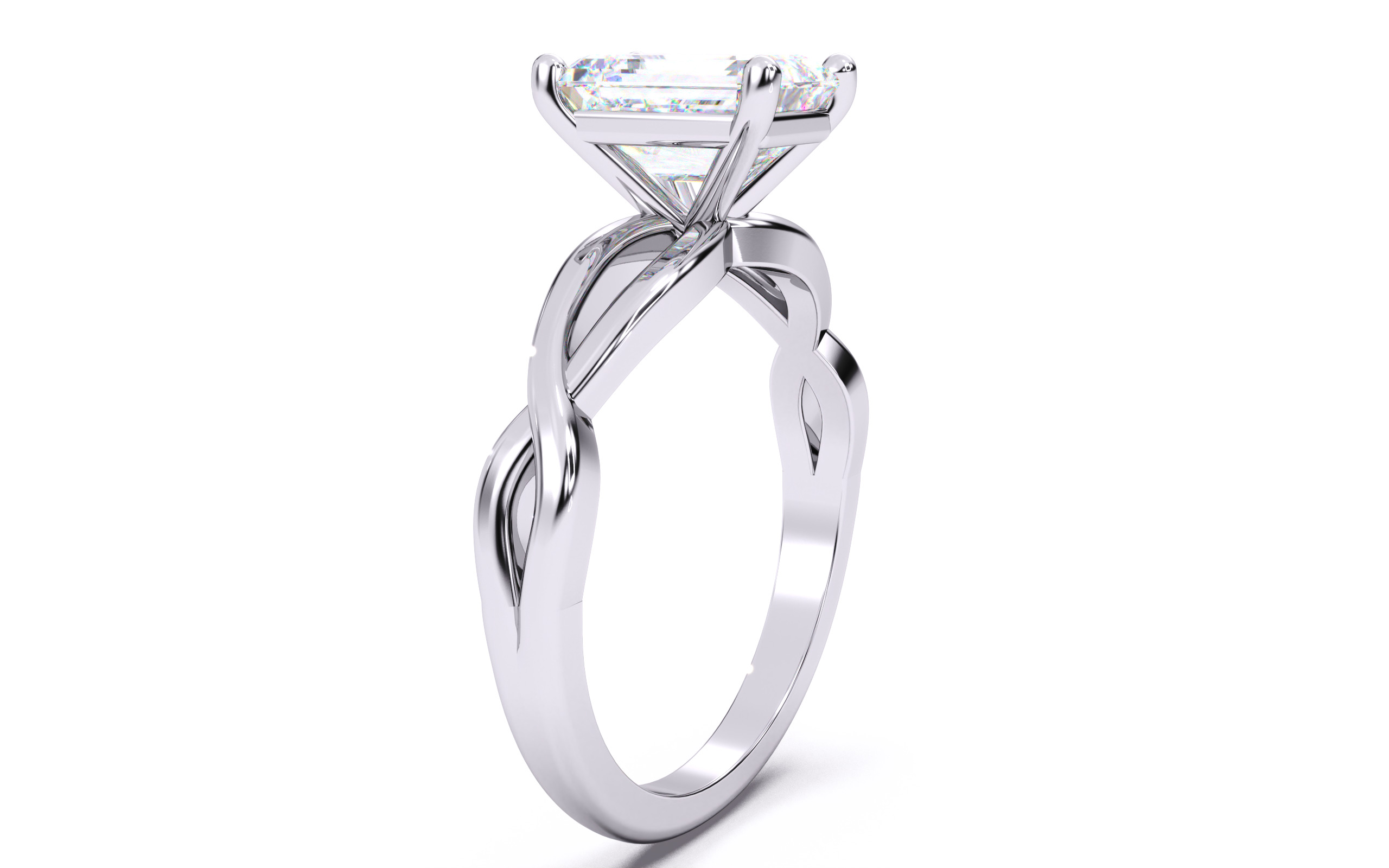 Emerald Diamond Solitaire Ring 3D print model 3D print model_15