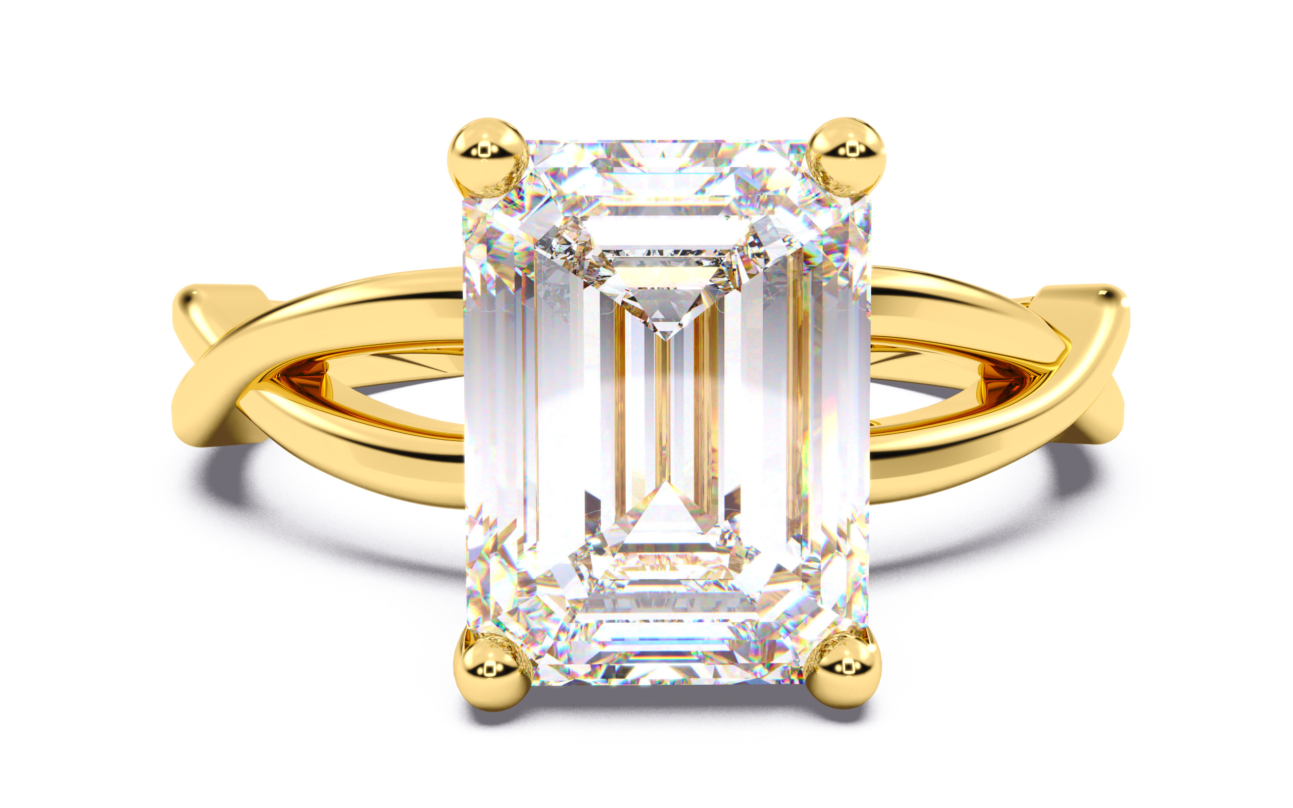 Emerald Diamond Solitaire Ring 3D print model 3D print model_13