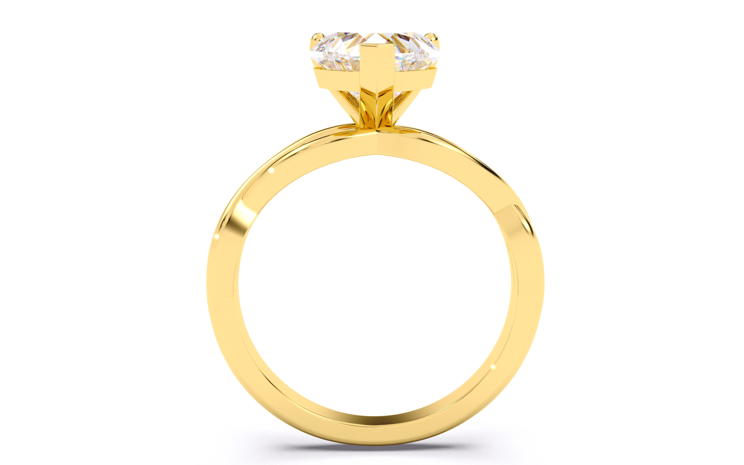 Heart Diamond Solitaire Ring 3D print model 3D print model_4