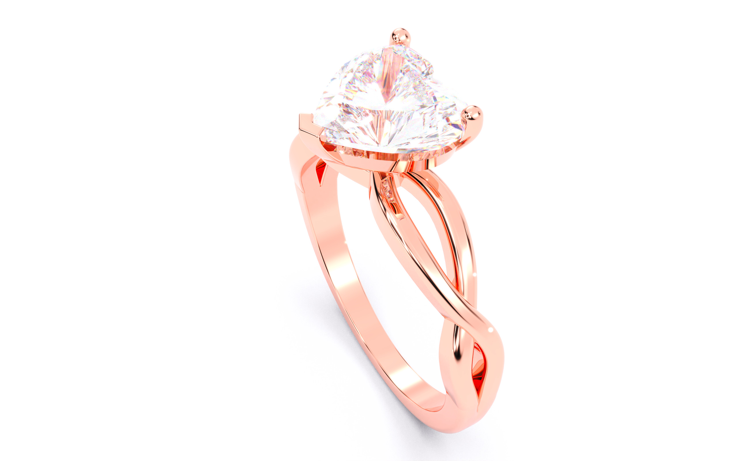 Heart Diamond Solitaire Ring 3D print model 3D print model_10