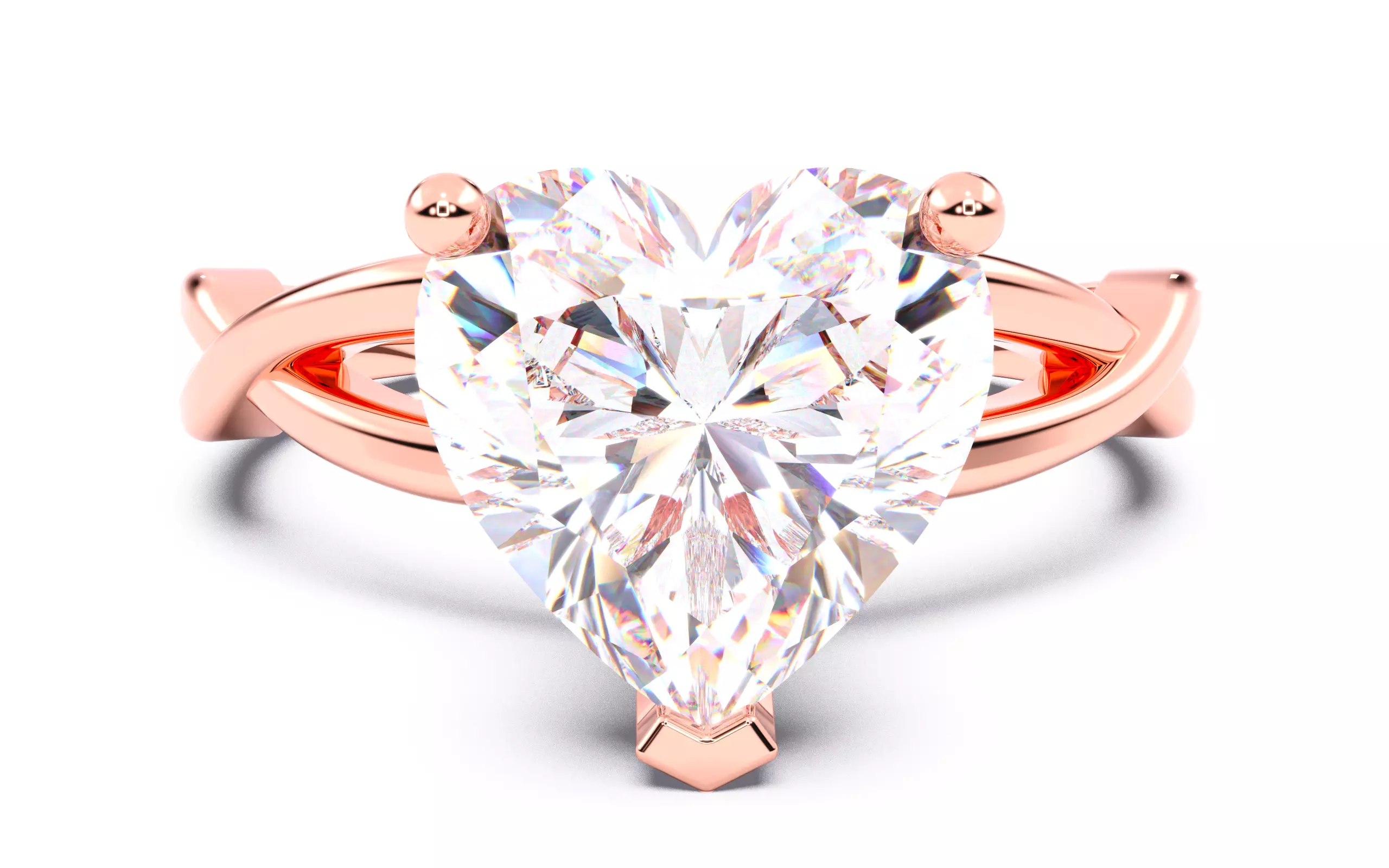 Heart Diamond Solitaire Ring 3D print model 3D print model_0