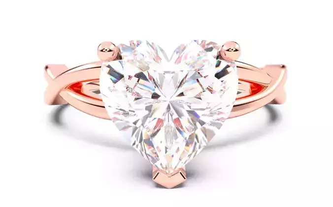 Heart Diamond Solitaire Ring 3D print model 3D print model