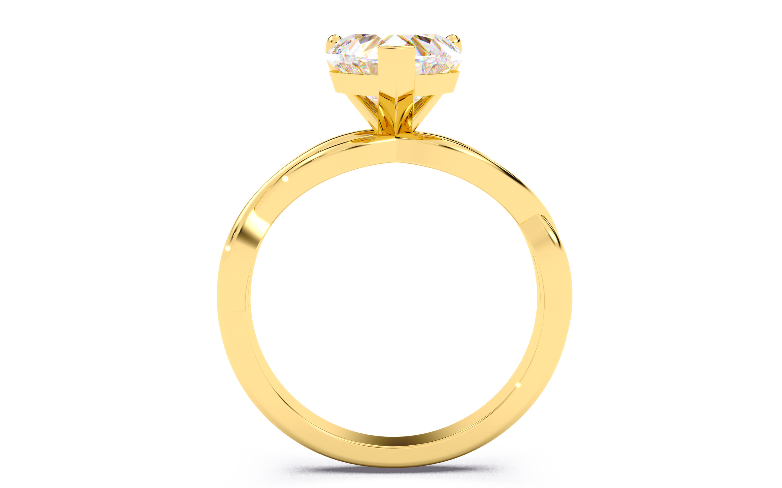 Heart Diamond Solitaire Ring 3D print model 3D print model_5