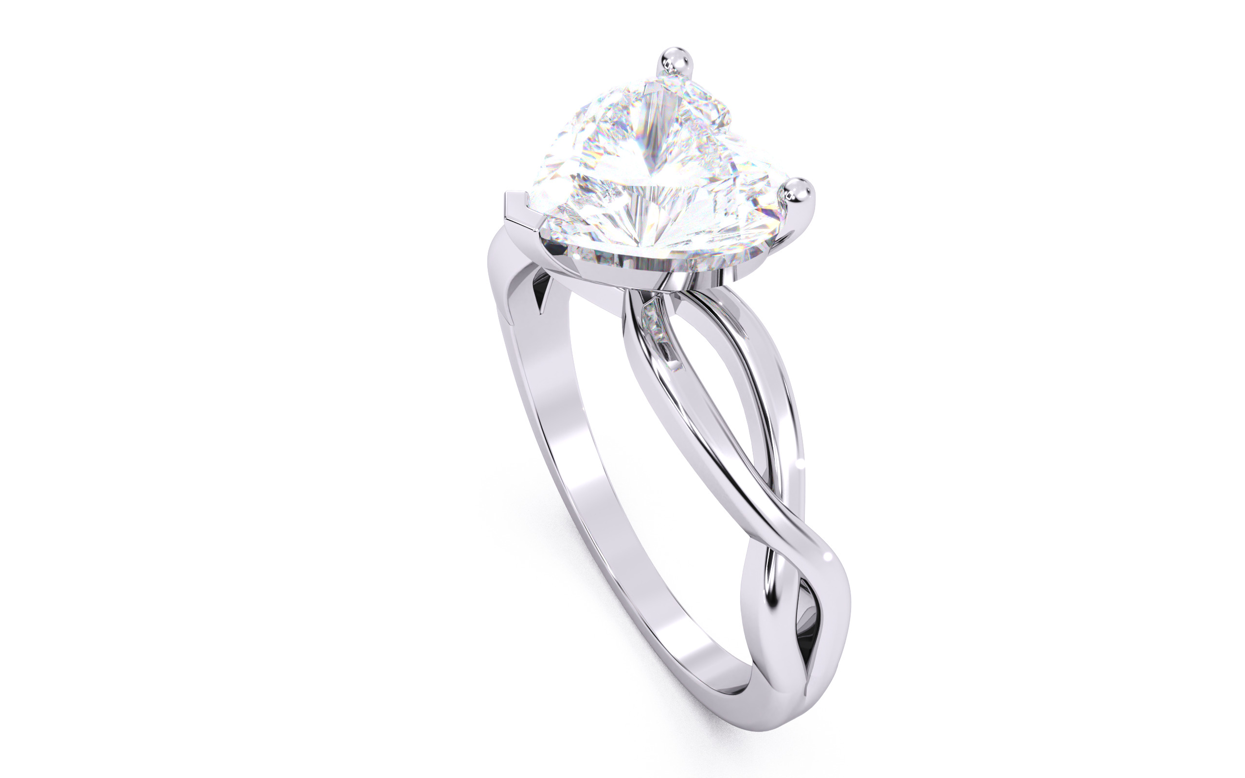 Heart Diamond Solitaire Ring 3D print model 3D print model_9