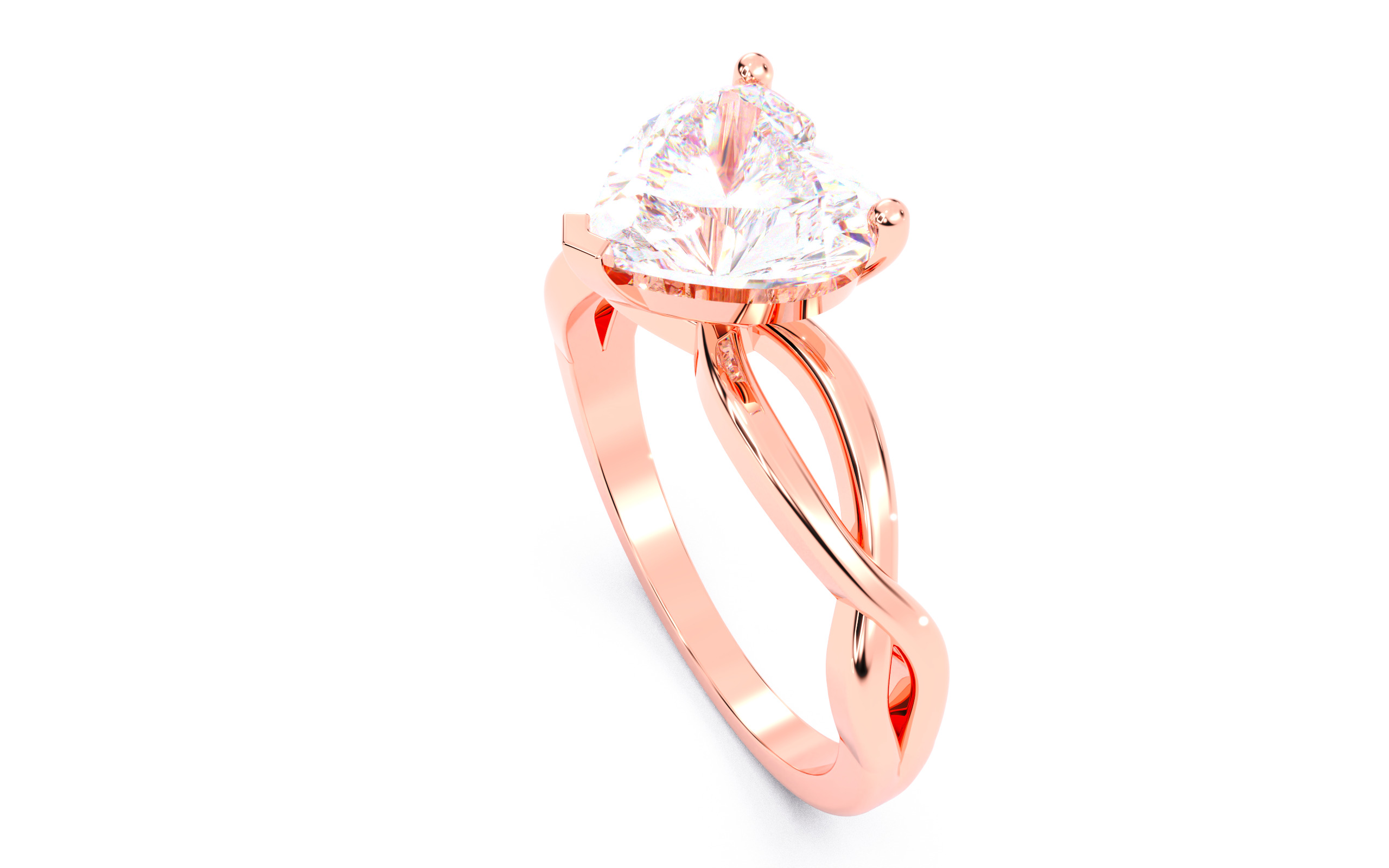 Heart Diamond Solitaire Ring 3D print model 3D print model_11