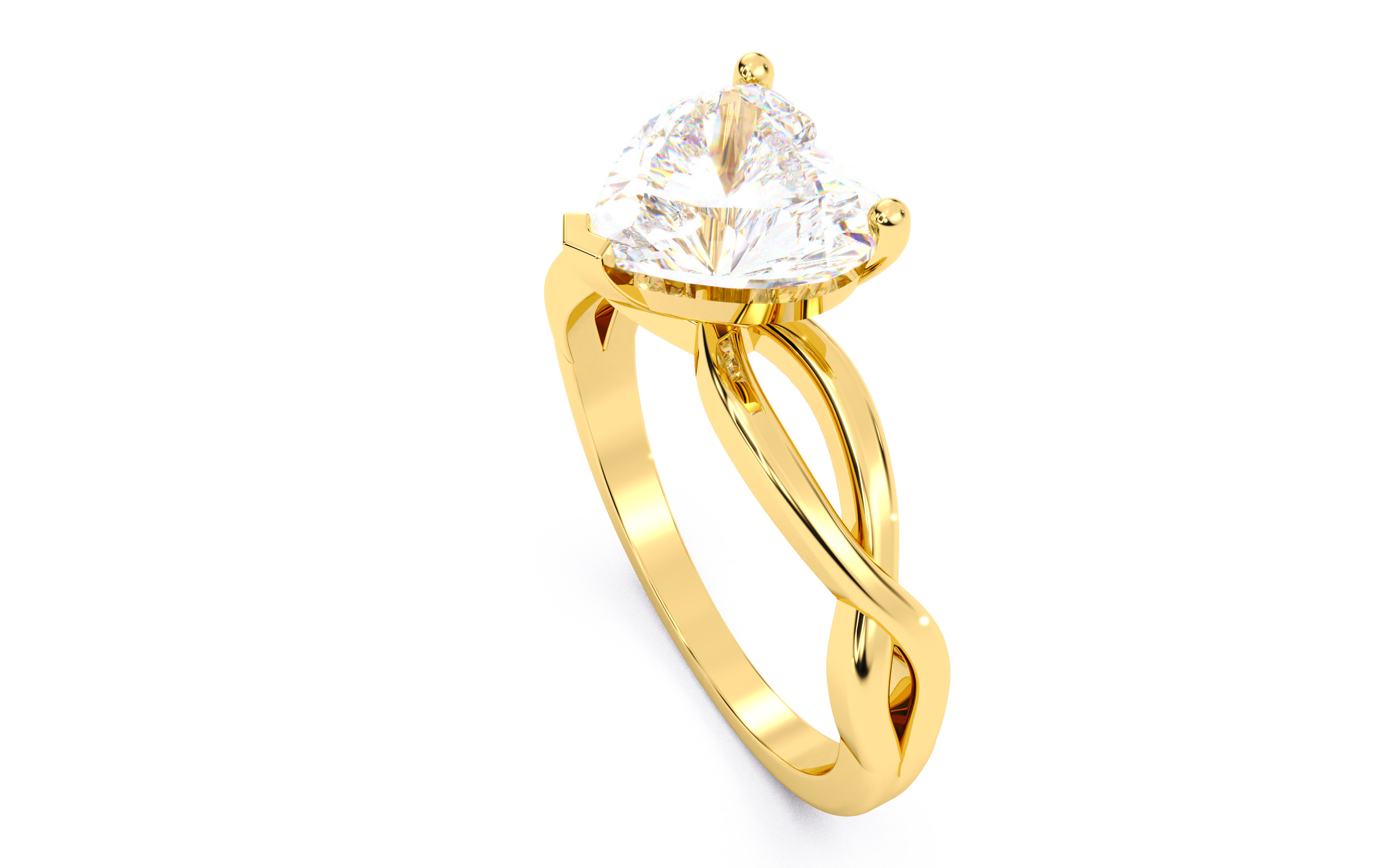 Heart Diamond Solitaire Ring 3D print model 3D print model_7
