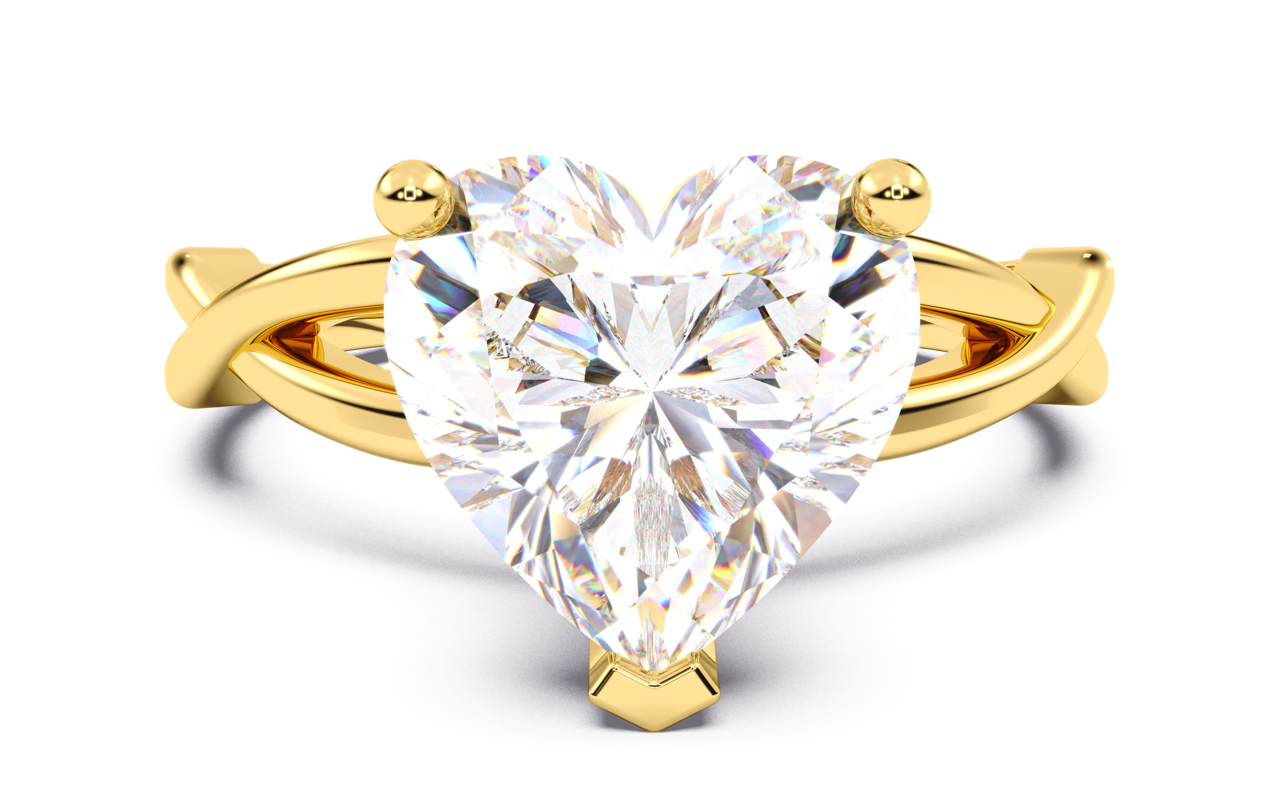 Heart Diamond Solitaire Ring 3D print model 3D print model_13