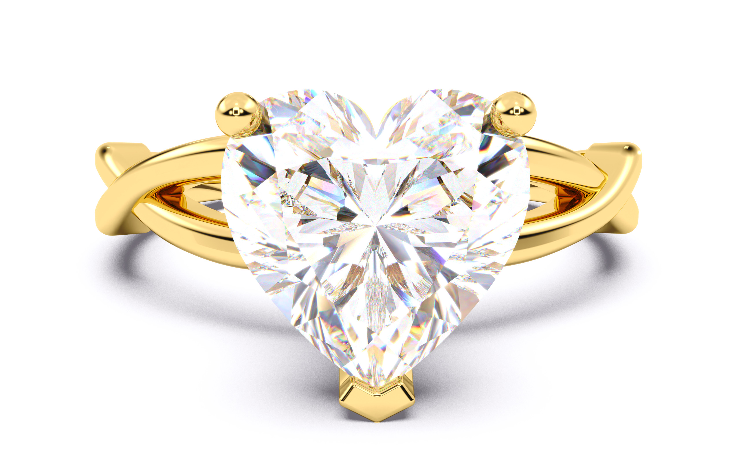 Heart Diamond Solitaire Ring 3D print model 3D print model_2