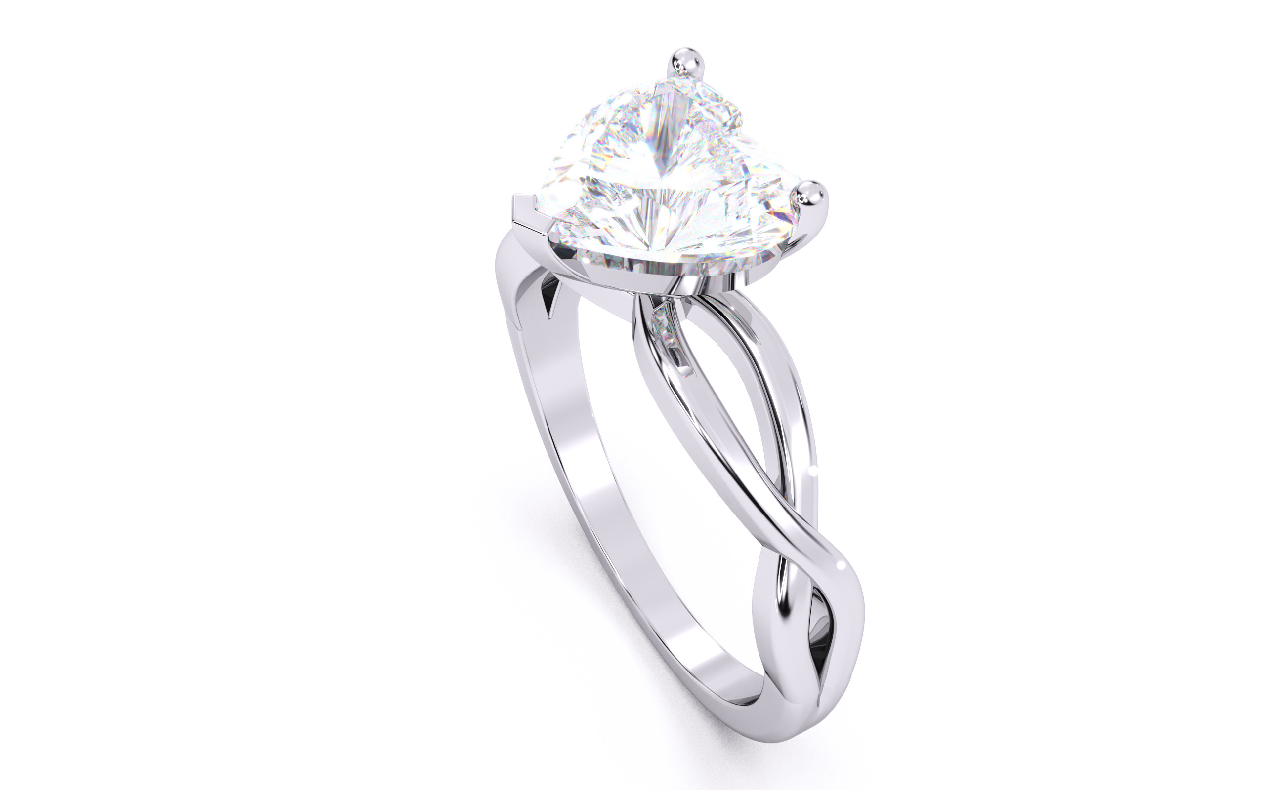 Heart Diamond Solitaire Ring 3D print model 3D print model_8