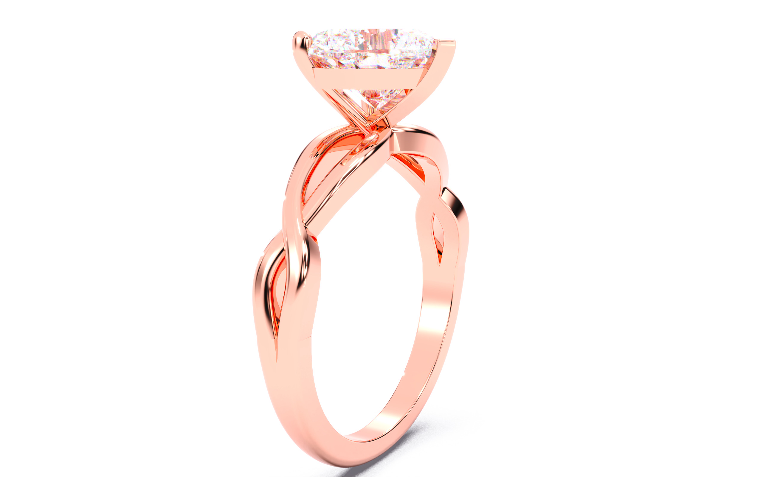 Heart Diamond Solitaire Ring 3D print model 3D print model_14