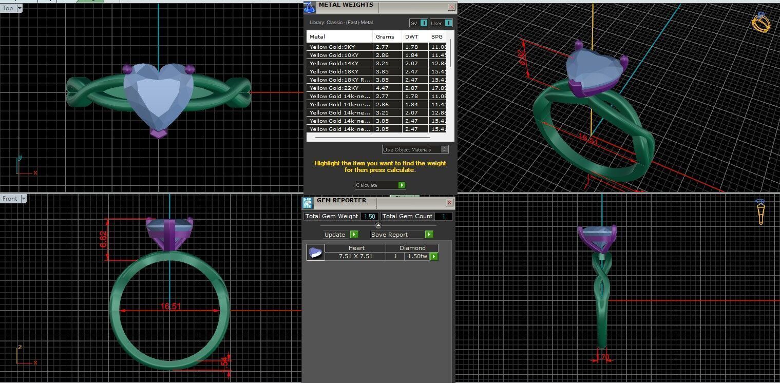 Heart Diamond Solitaire Ring 3D print model 3D print model_1