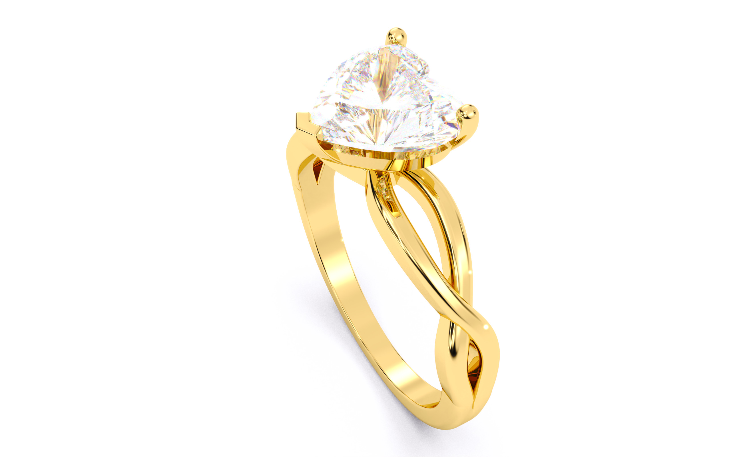 Heart Diamond Solitaire Ring 3D print model 3D print model_6