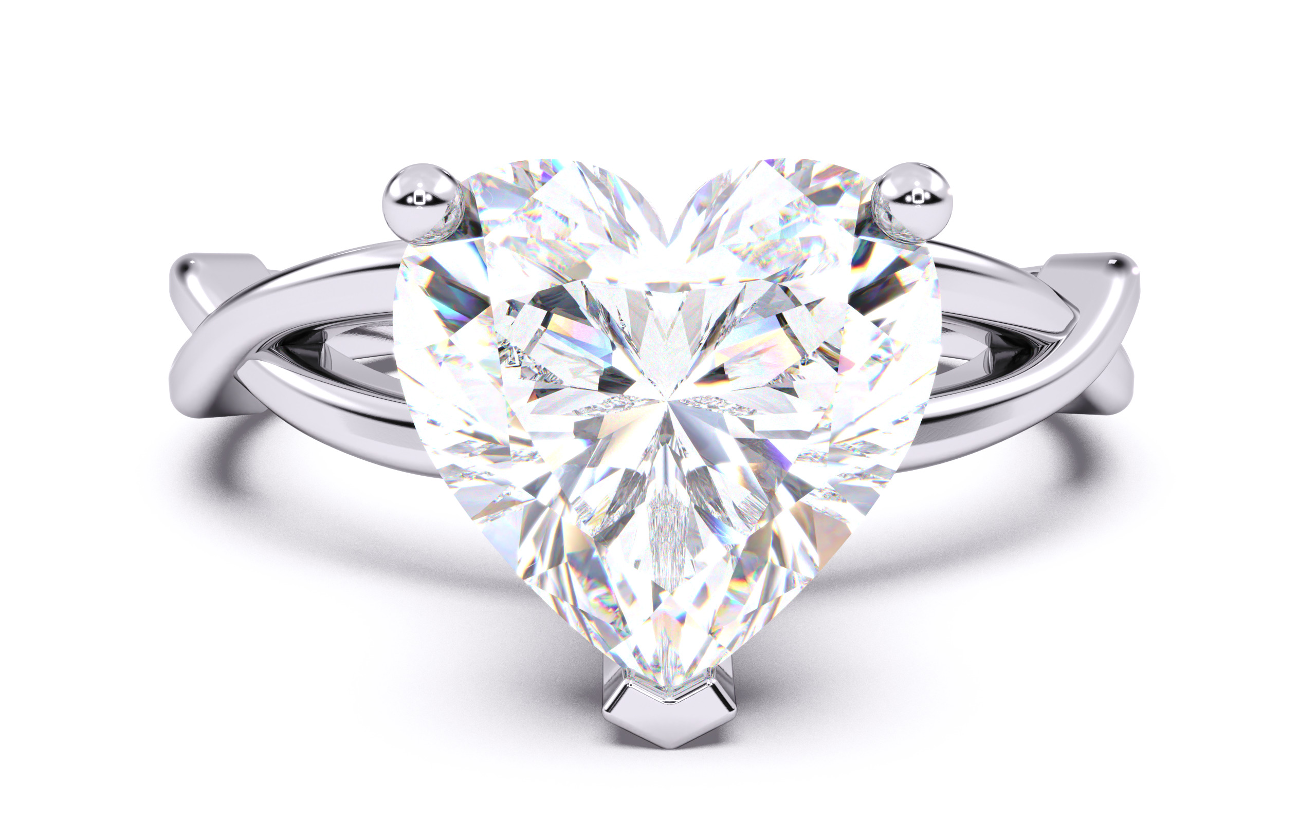 Heart Diamond Solitaire Ring 3D print model 3D print model_19