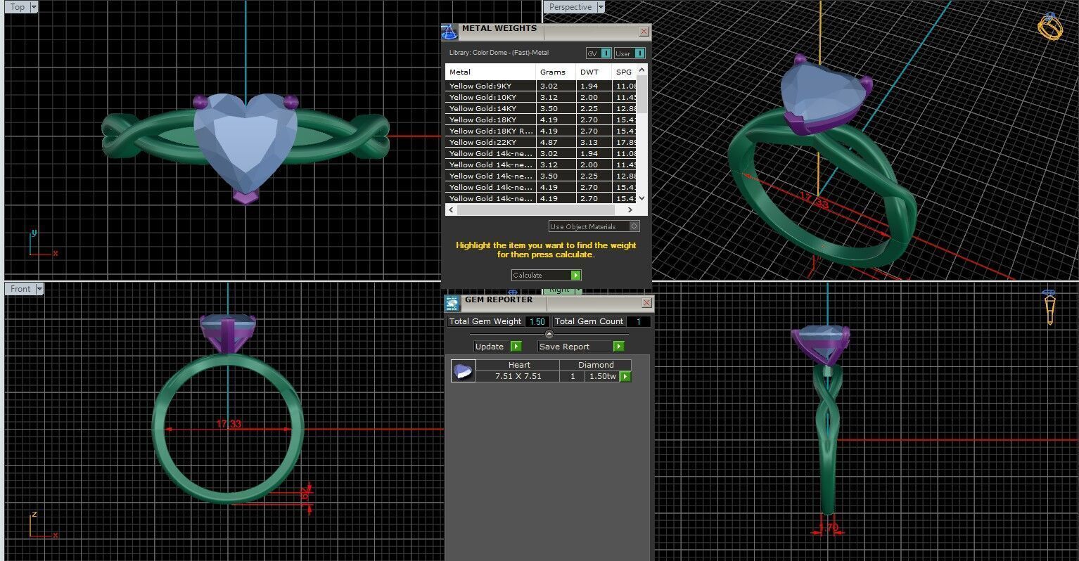 Heart Diamond Solitaire Ring 3D print model 3D print model_25