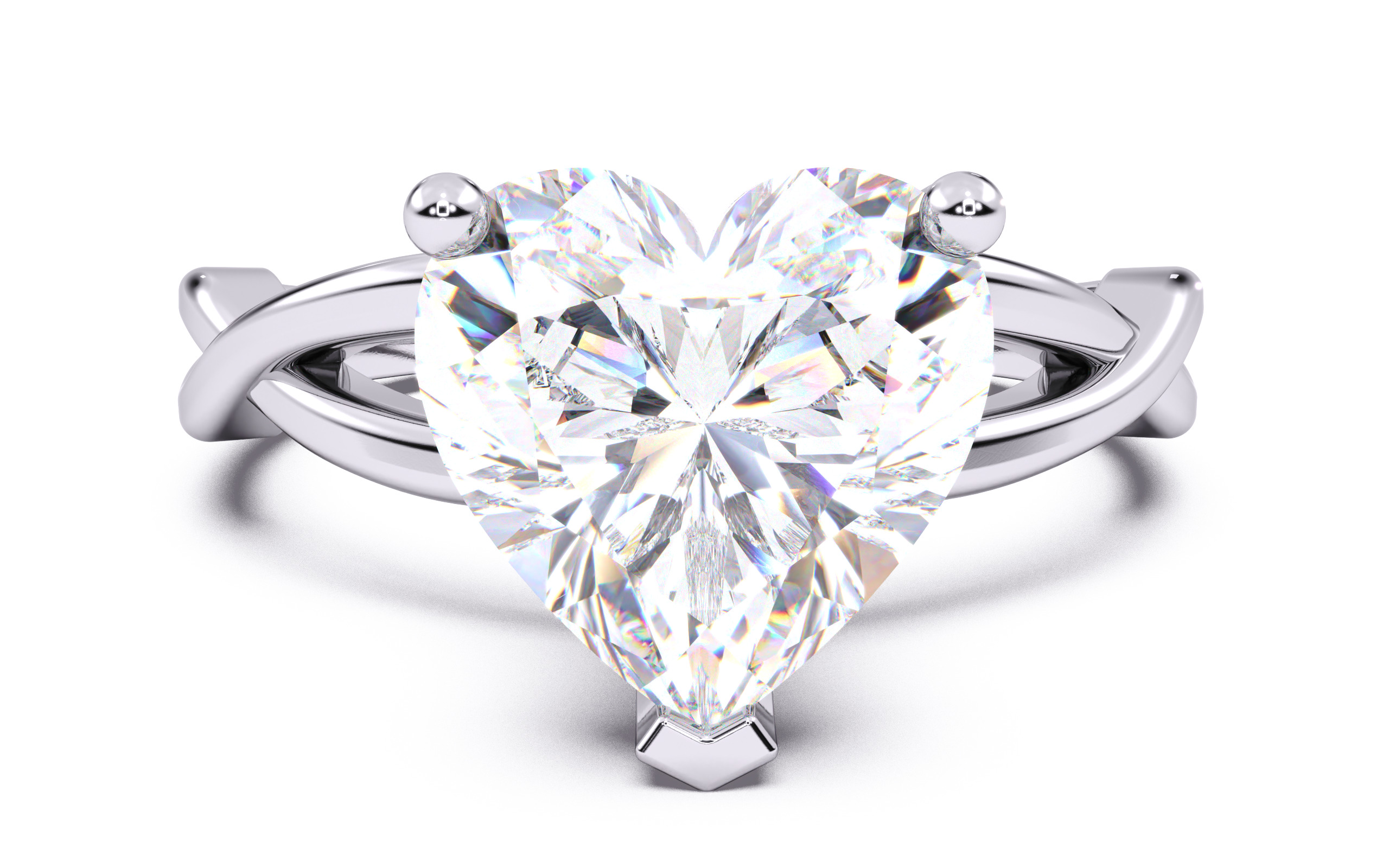 Heart Diamond Solitaire Ring 3D print model 3D print model_20
