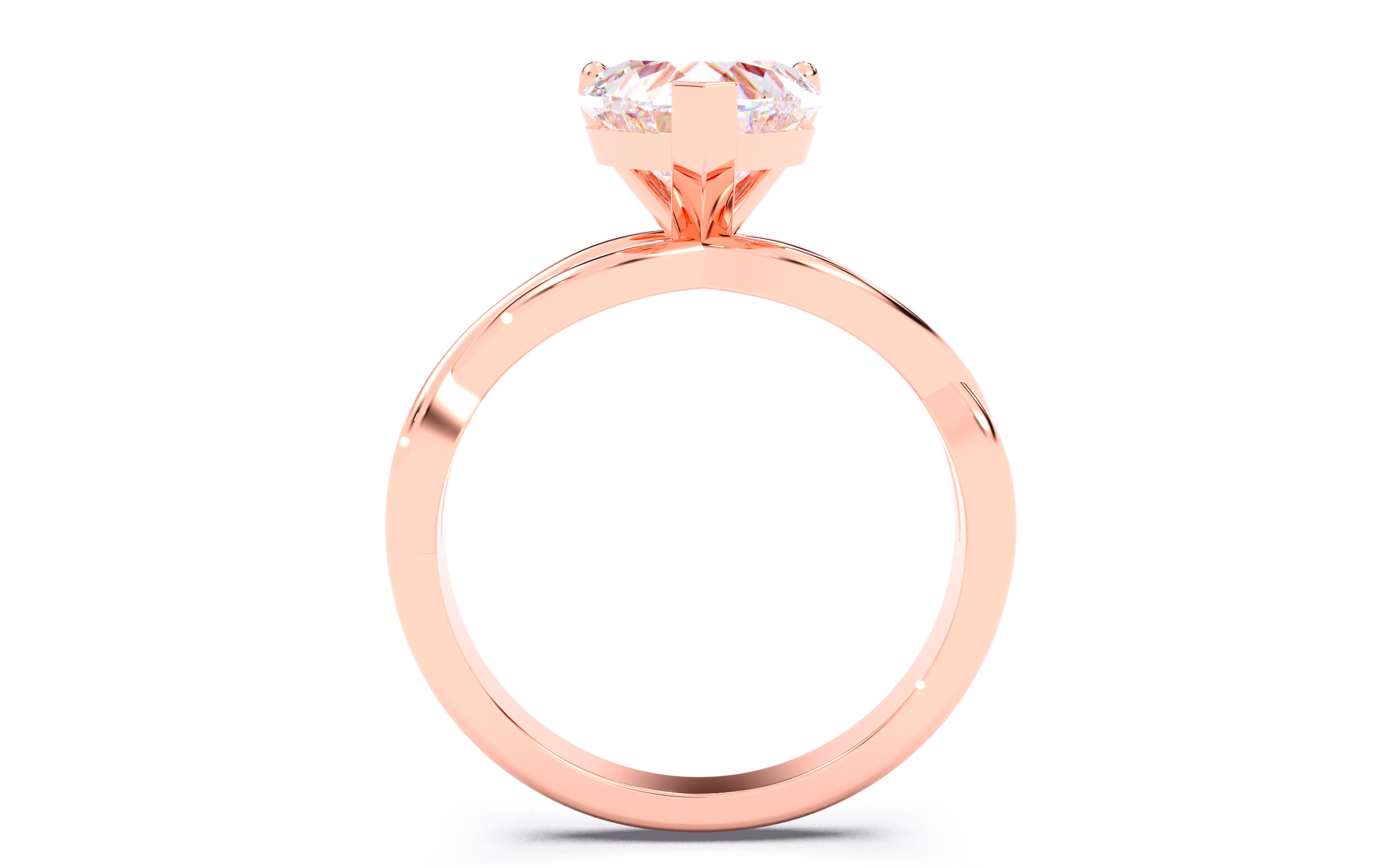 Heart Diamond Solitaire Ring 3D print model 3D print model_23