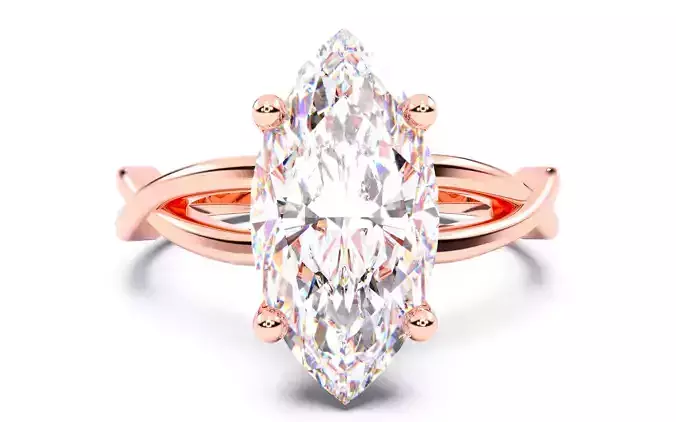 Marquise Diamond Solitaire Ring 3D print model 3D print model