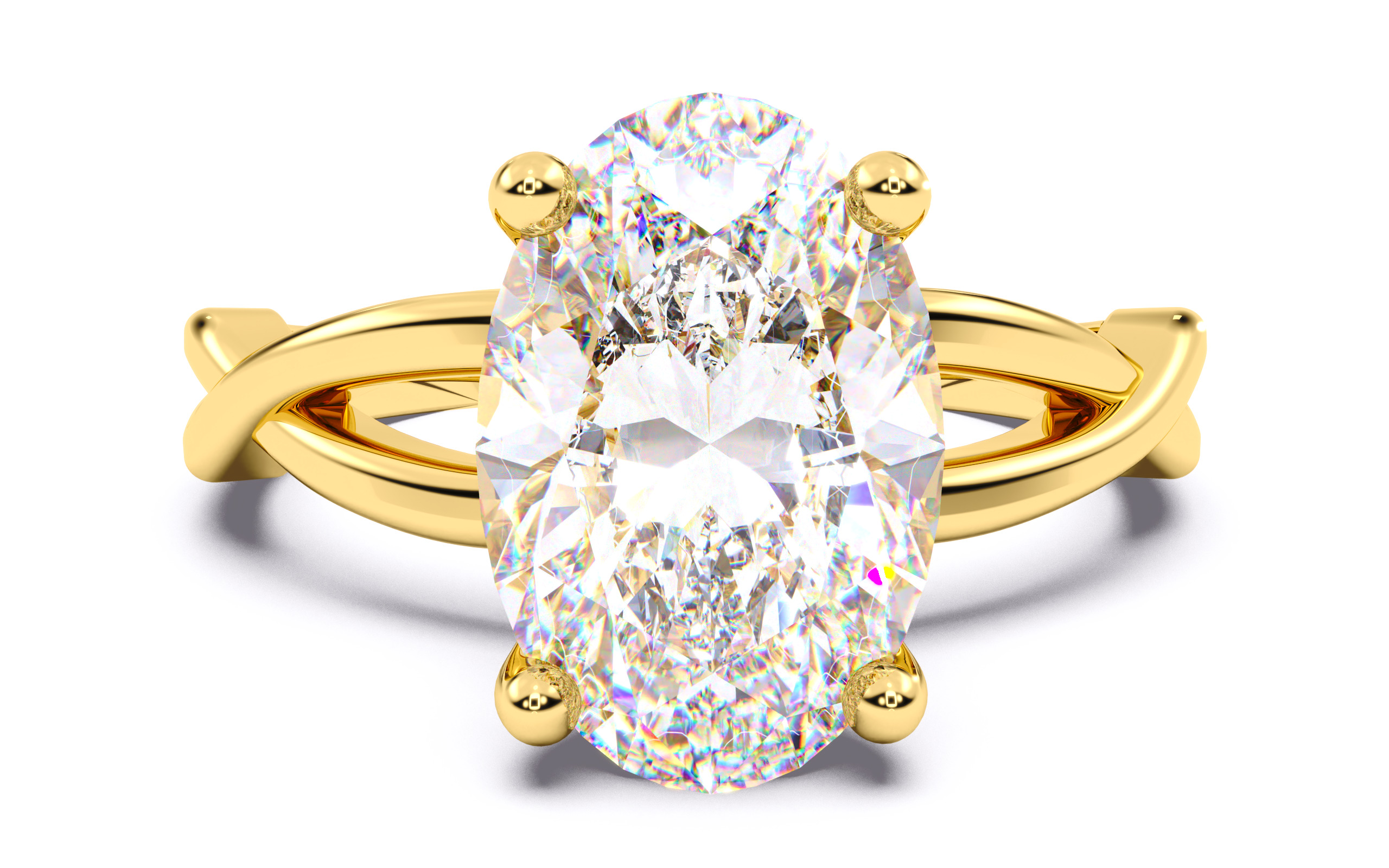 Oval Diamond Solitaire Ring 3D print model 3D print model_2