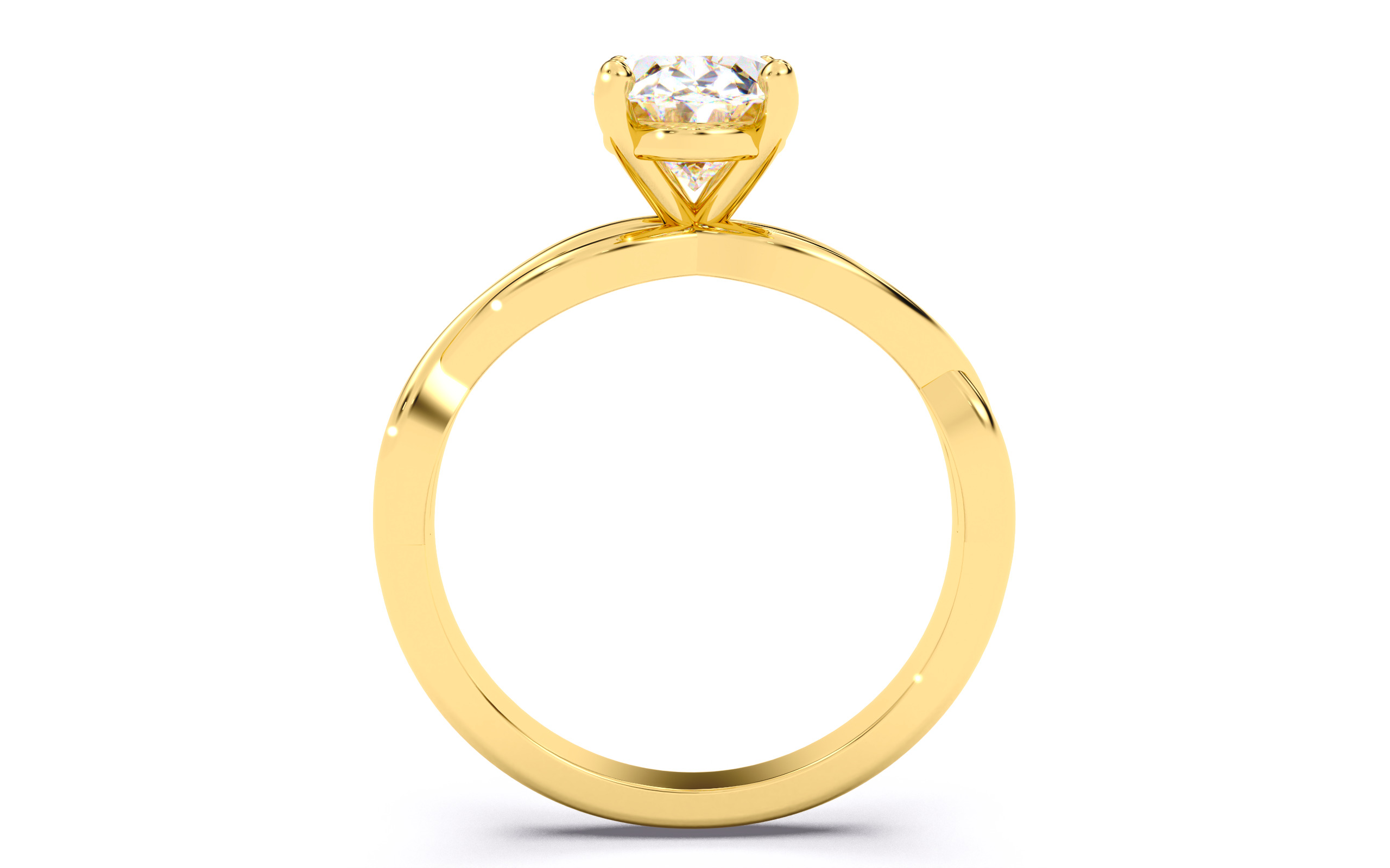 Oval Diamond Solitaire Ring 3D print model 3D print model_4