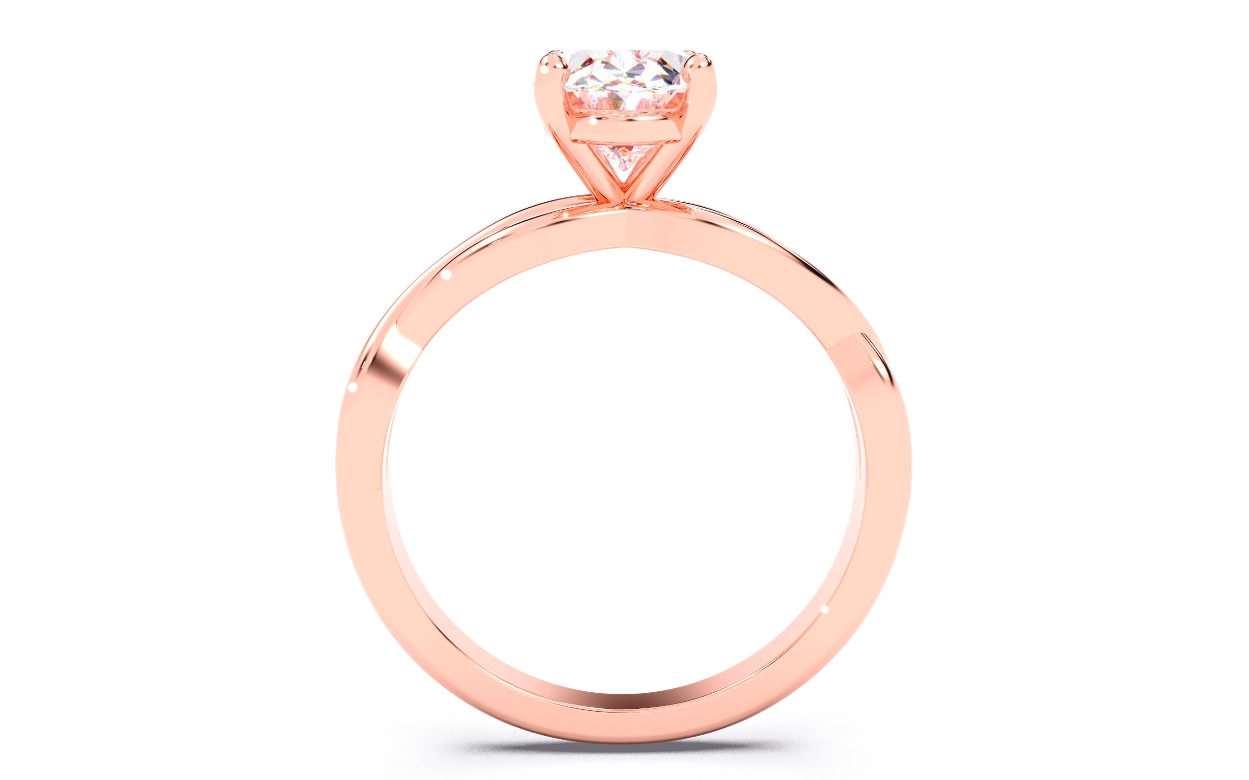 Oval Diamond Solitaire Ring 3D print model 3D print model_23