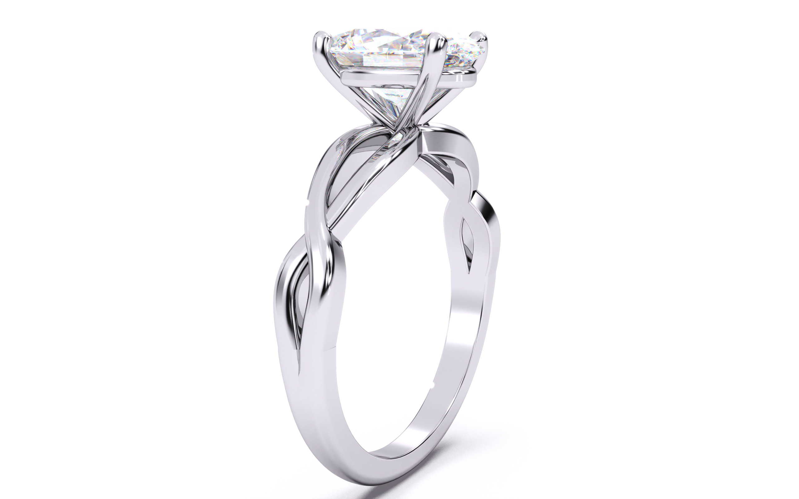 Oval Diamond Solitaire Ring 3D print model 3D print model_15