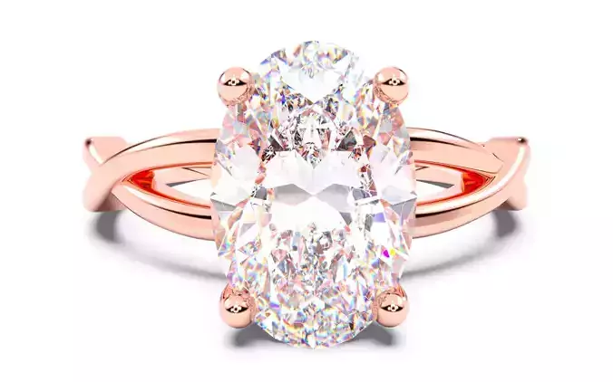 Oval Diamond Solitaire Ring 3D print model 3D print model