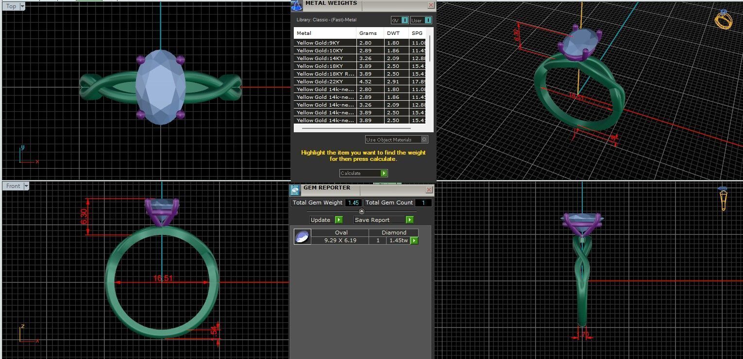 Oval Diamond Solitaire Ring 3D print model 3D print model_1