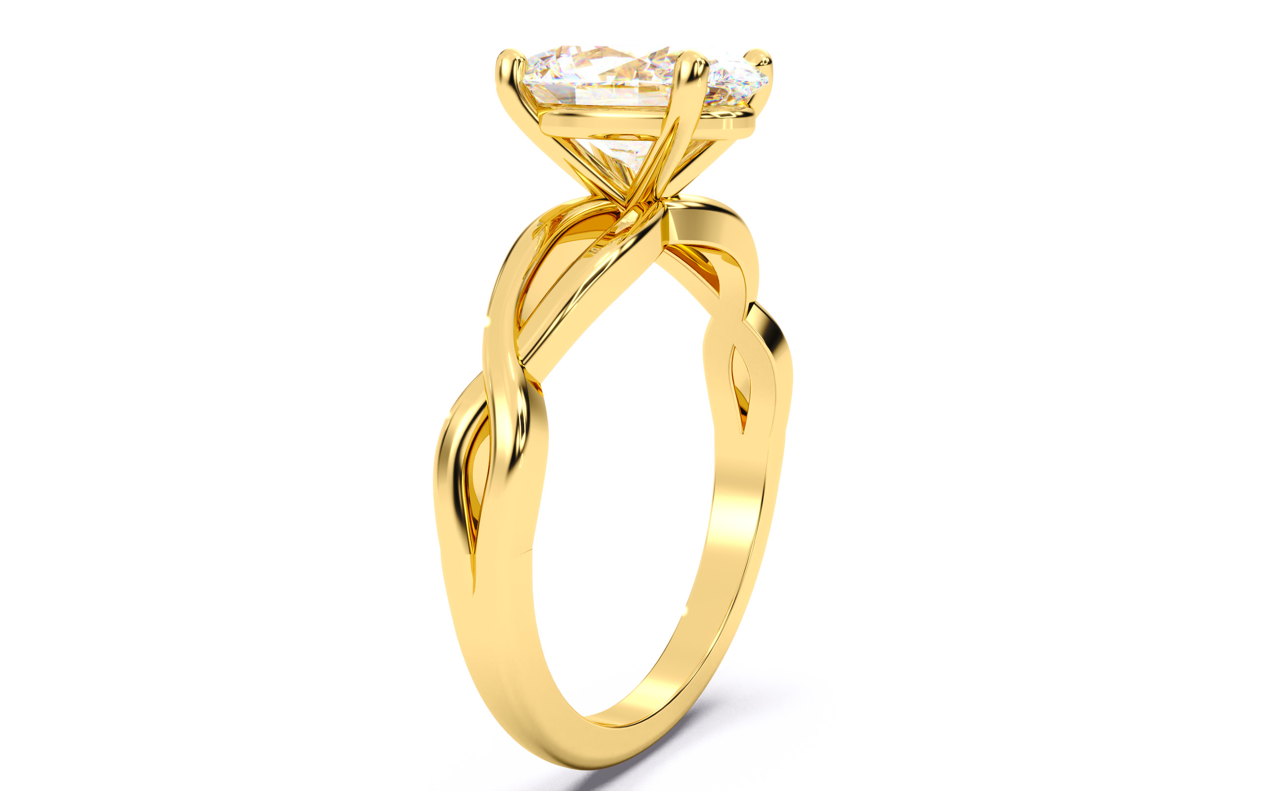 Oval Diamond Solitaire Ring 3D print model 3D print model_17
