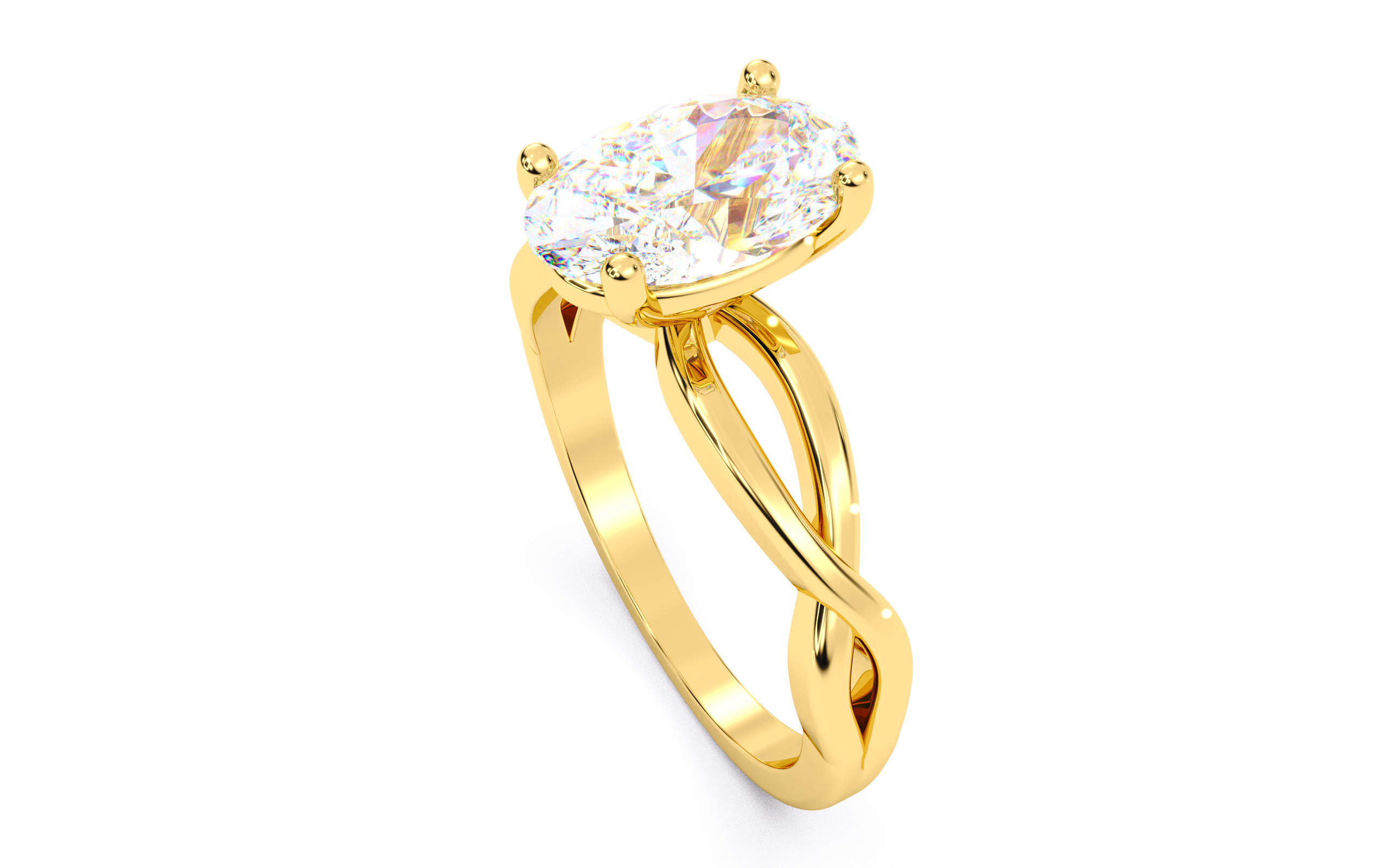 Oval Diamond Solitaire Ring 3D print model 3D print model_7