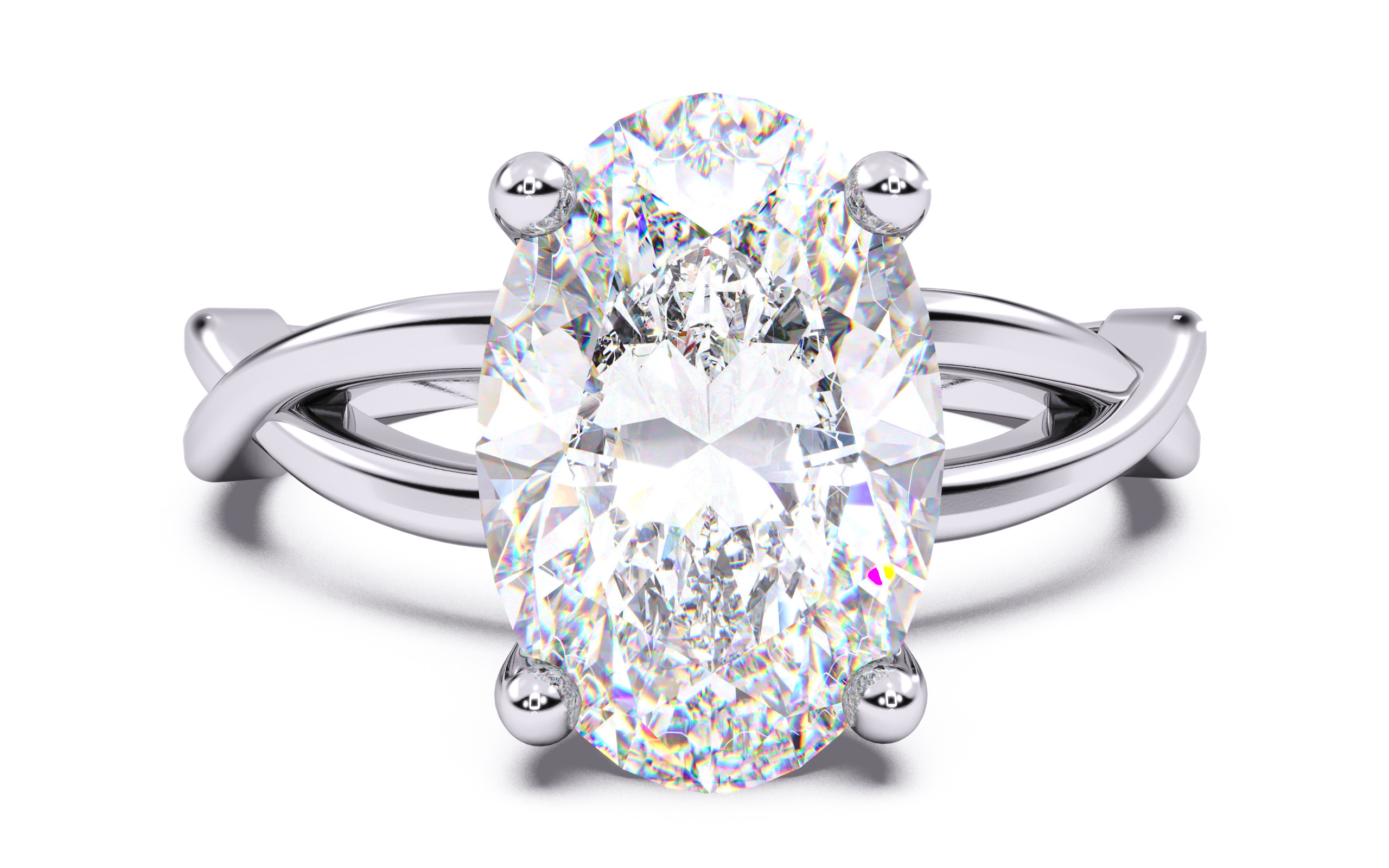 Oval Diamond Solitaire Ring 3D print model 3D print model_20