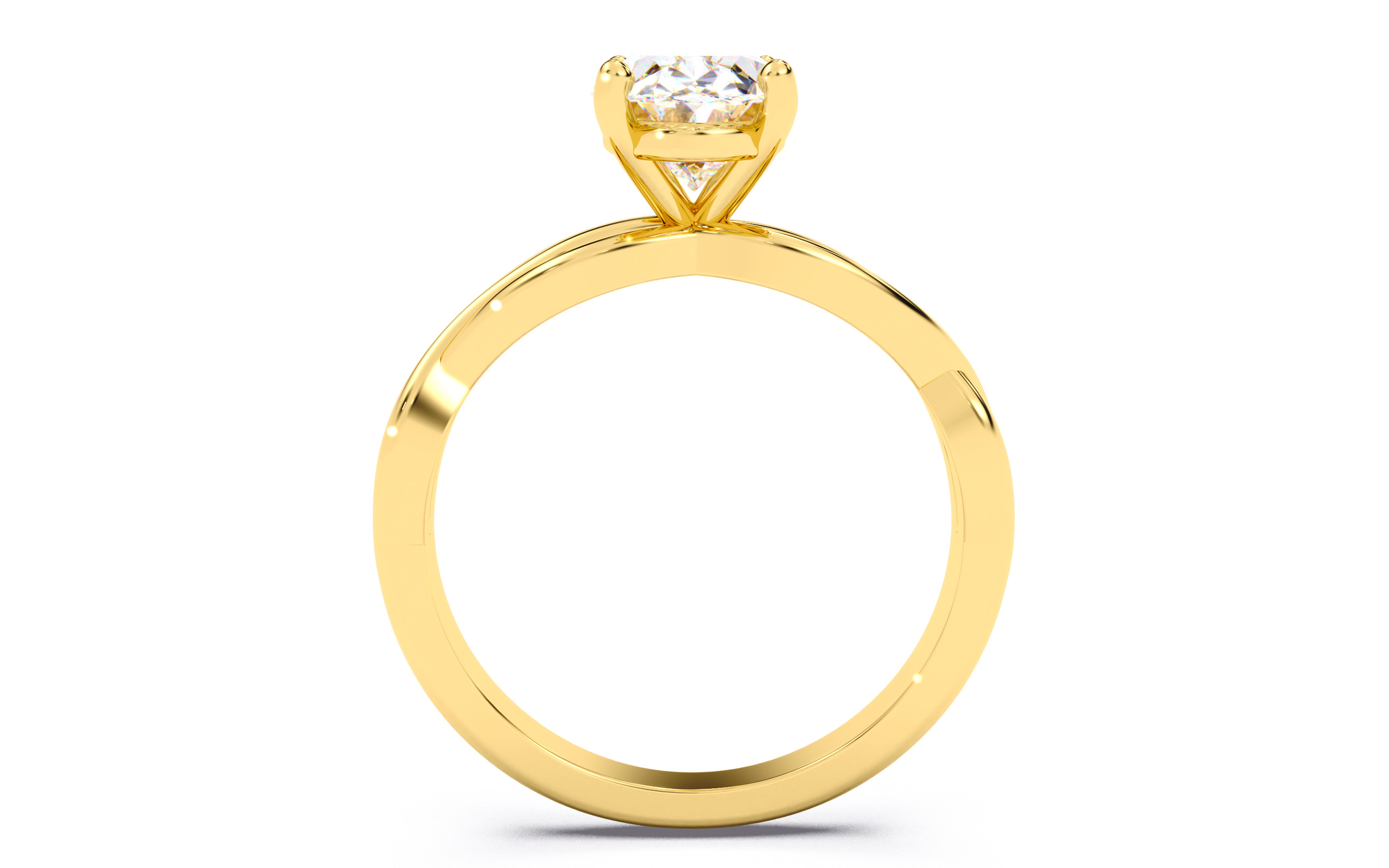 Oval Diamond Solitaire Ring 3D print model 3D print model_5