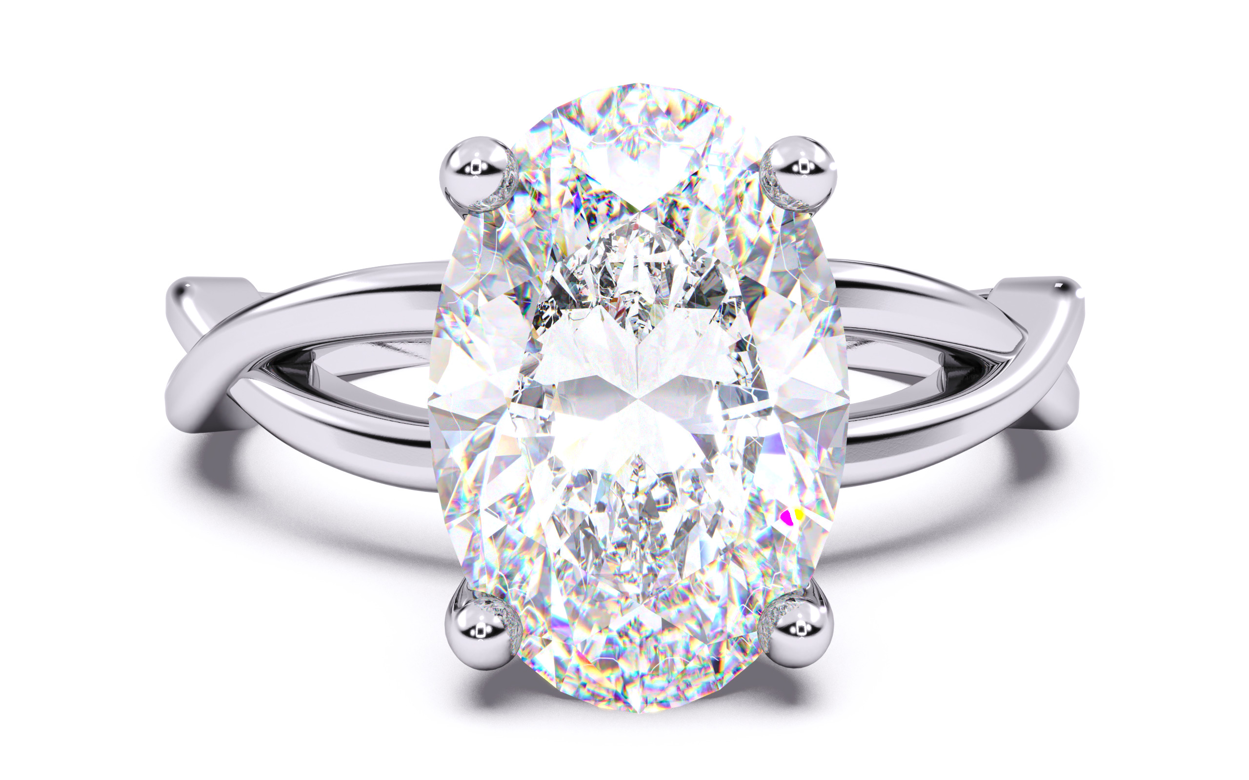 Oval Diamond Solitaire Ring 3D print model 3D print model_19