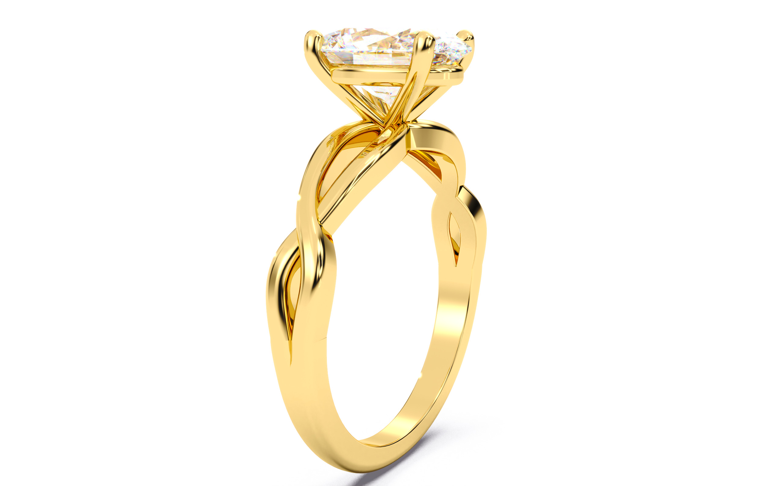 Oval Diamond Solitaire Ring 3D print model 3D print model_18