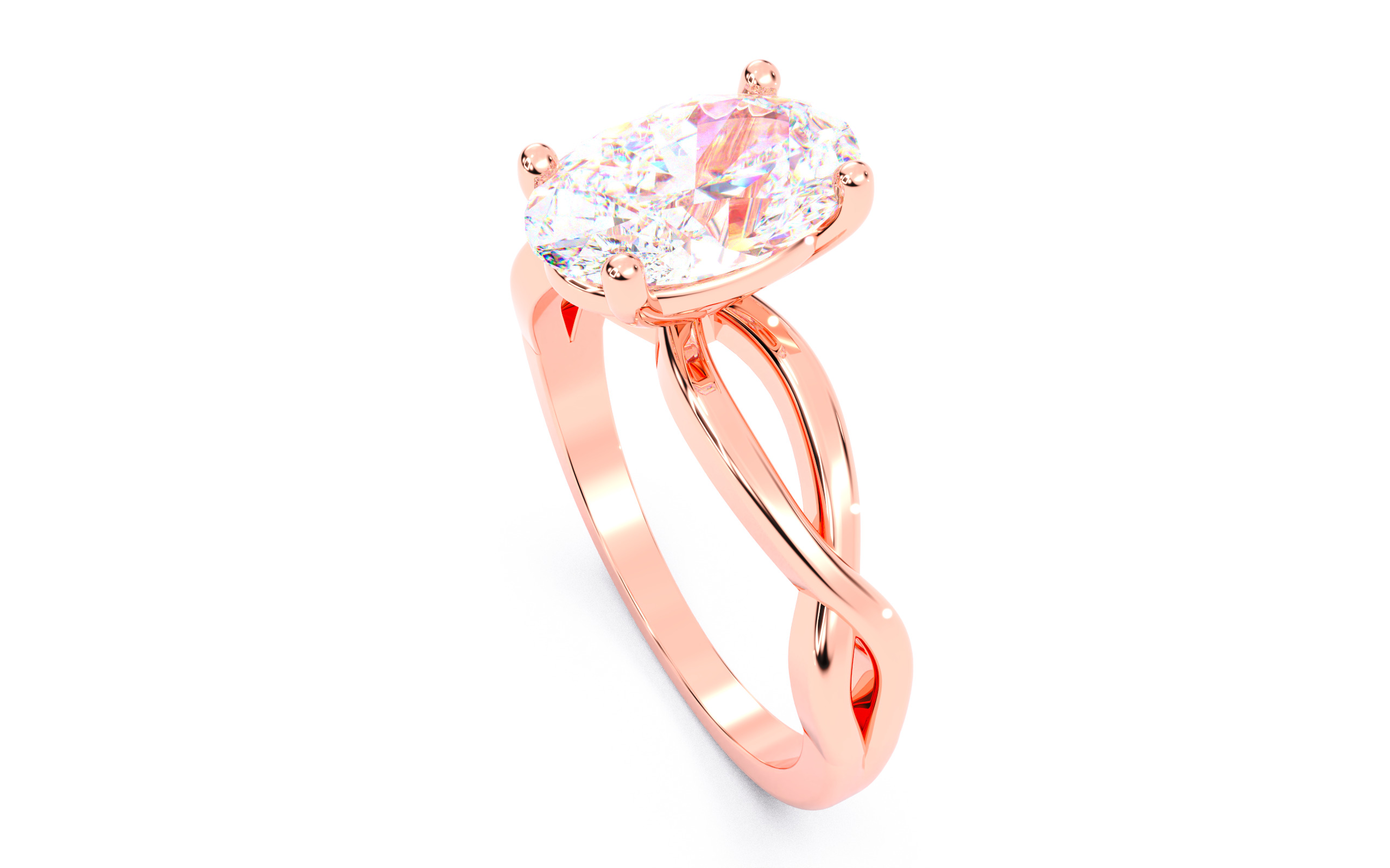 Oval Diamond Solitaire Ring 3D print model 3D print model_11