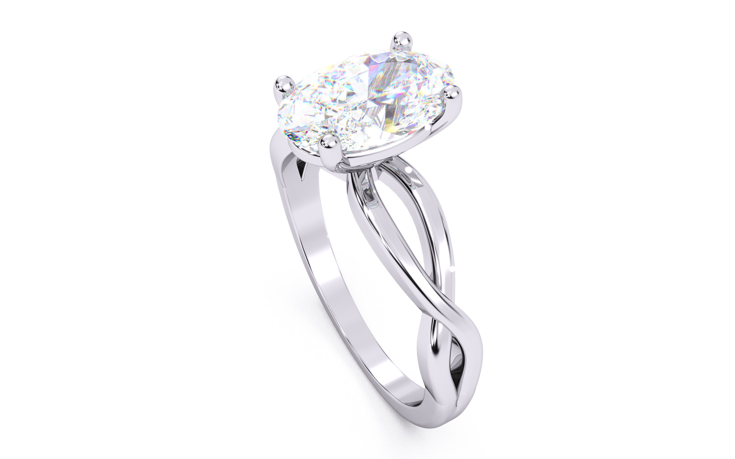 Oval Diamond Solitaire Ring 3D print model 3D print model_9