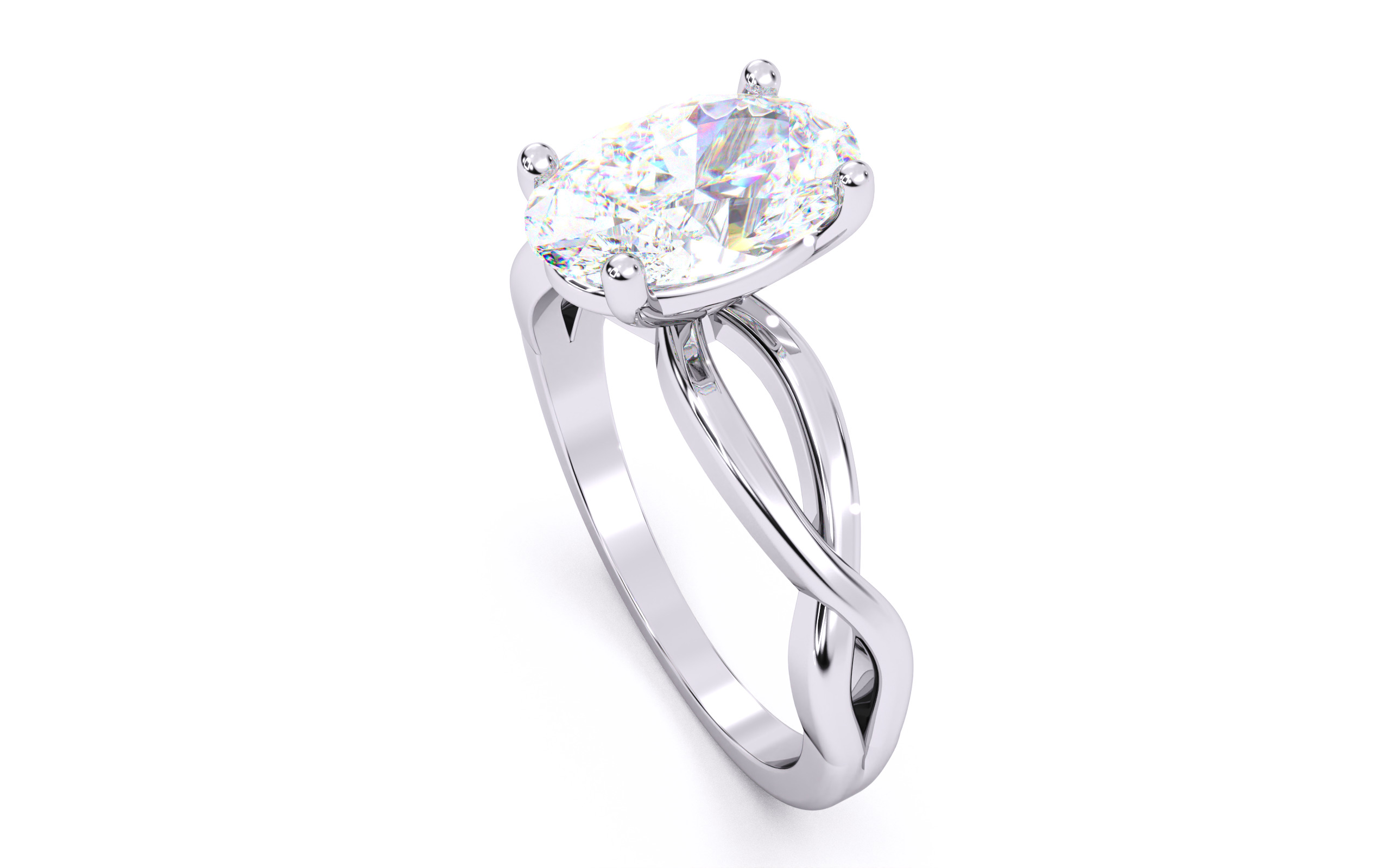 Oval Diamond Solitaire Ring 3D print model 3D print model_8