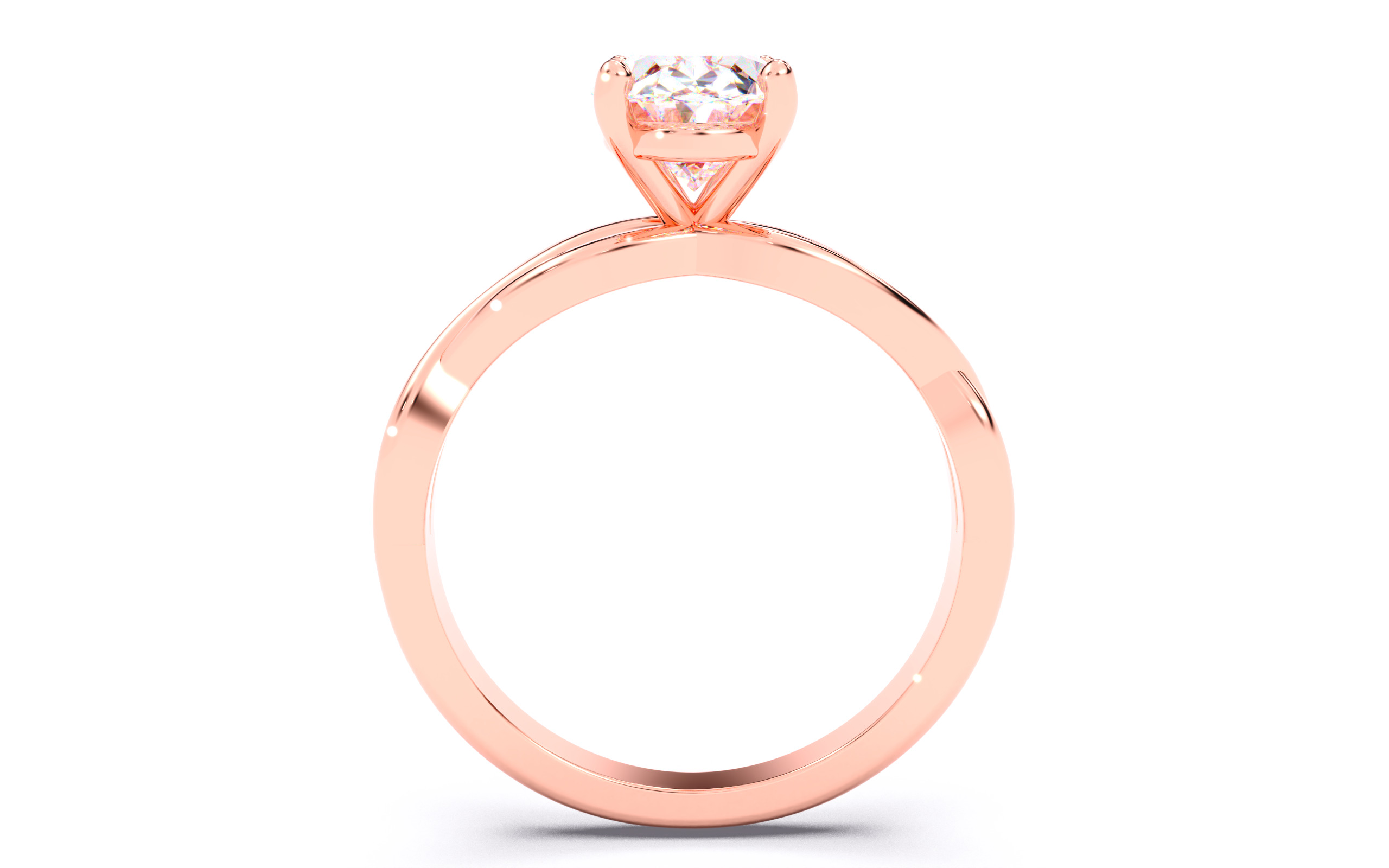 Oval Diamond Solitaire Ring 3D print model 3D print model_22