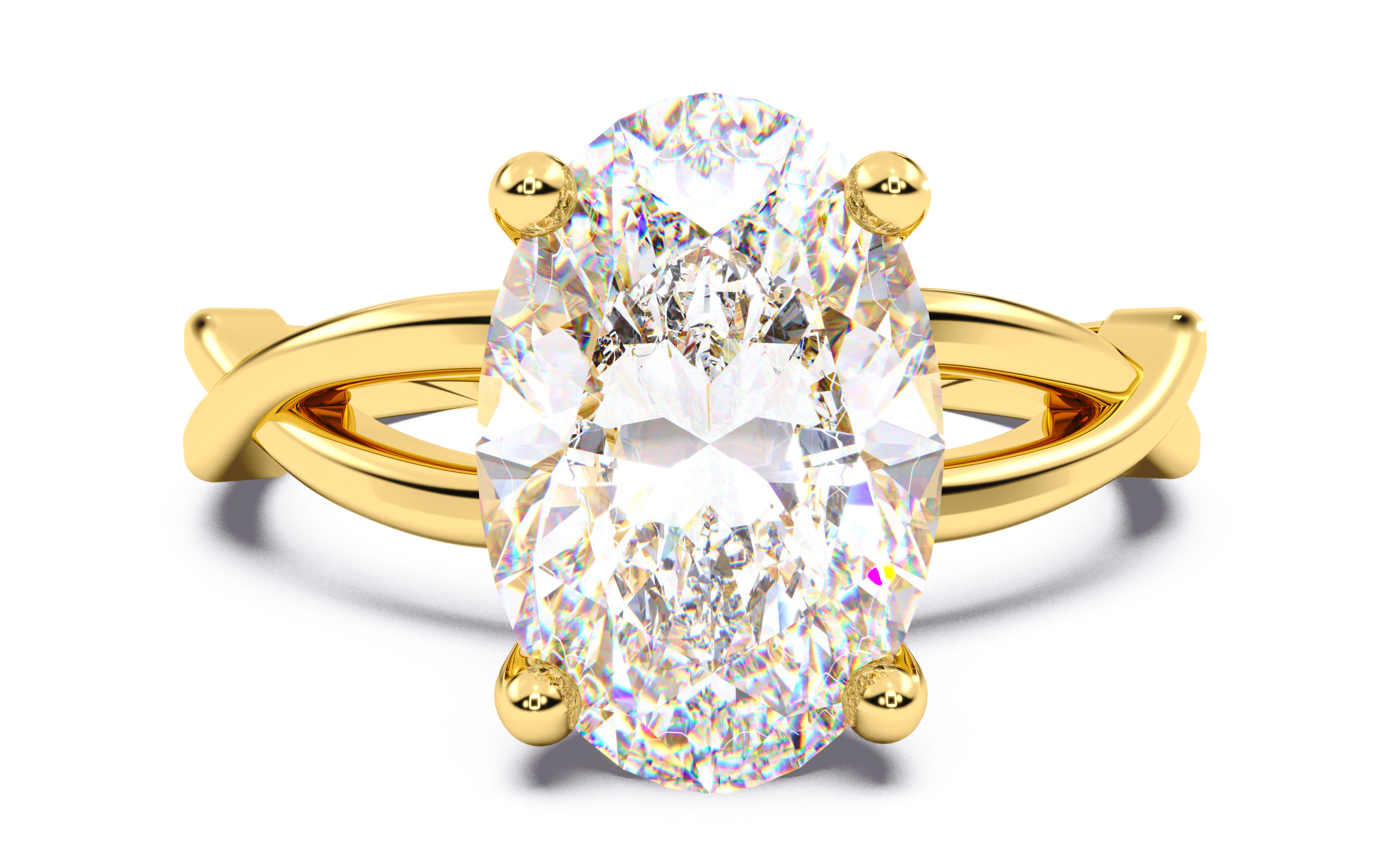 Oval Diamond Solitaire Ring 3D print model 3D print model_13