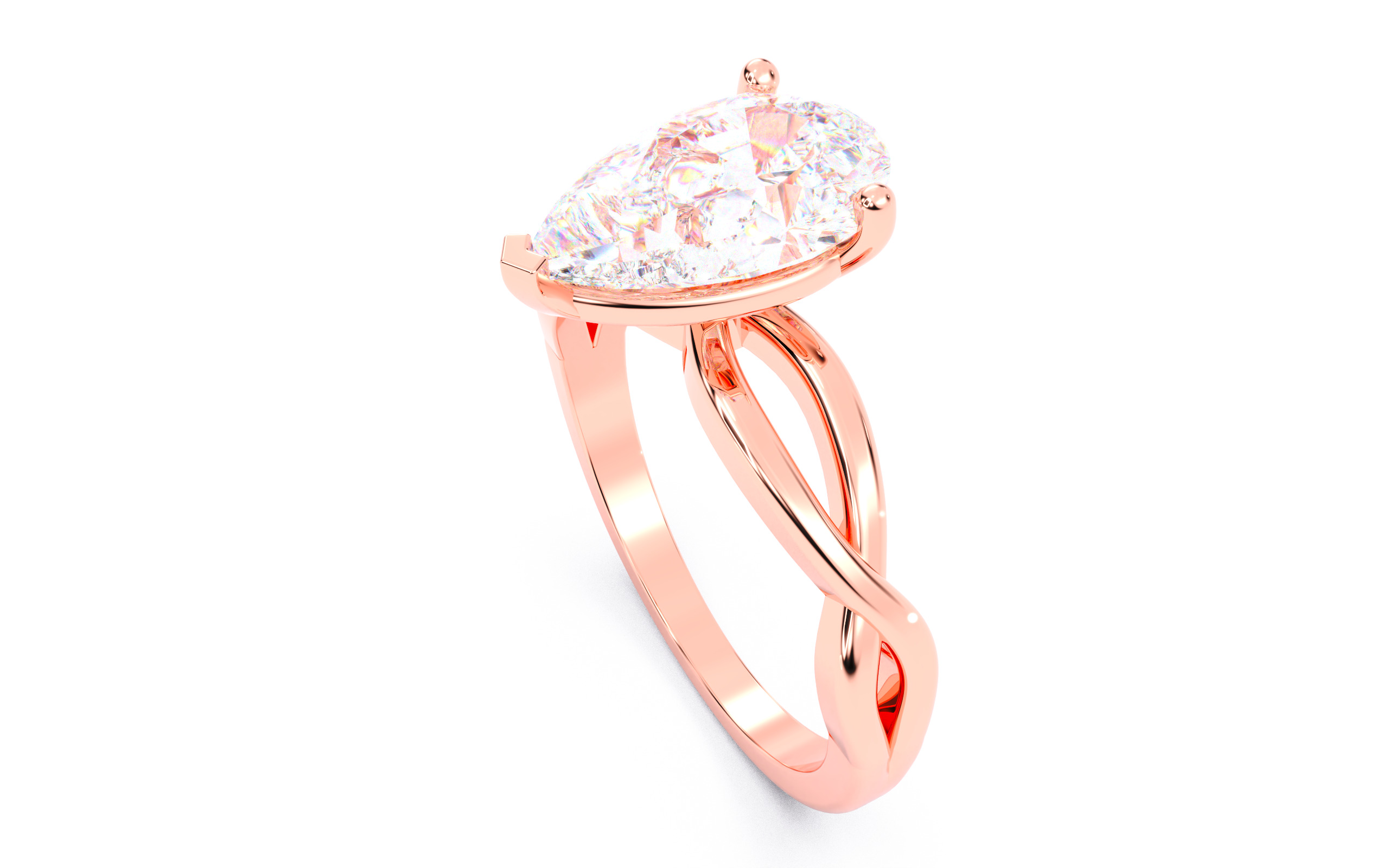 Pear Diamond Solitaire Ring 3D print model 3D print model_11