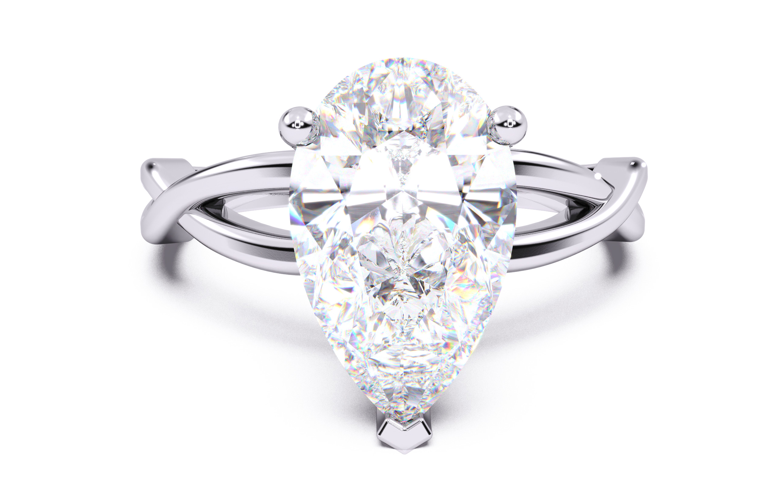 Pear Diamond Solitaire Ring 3D print model 3D print model_20